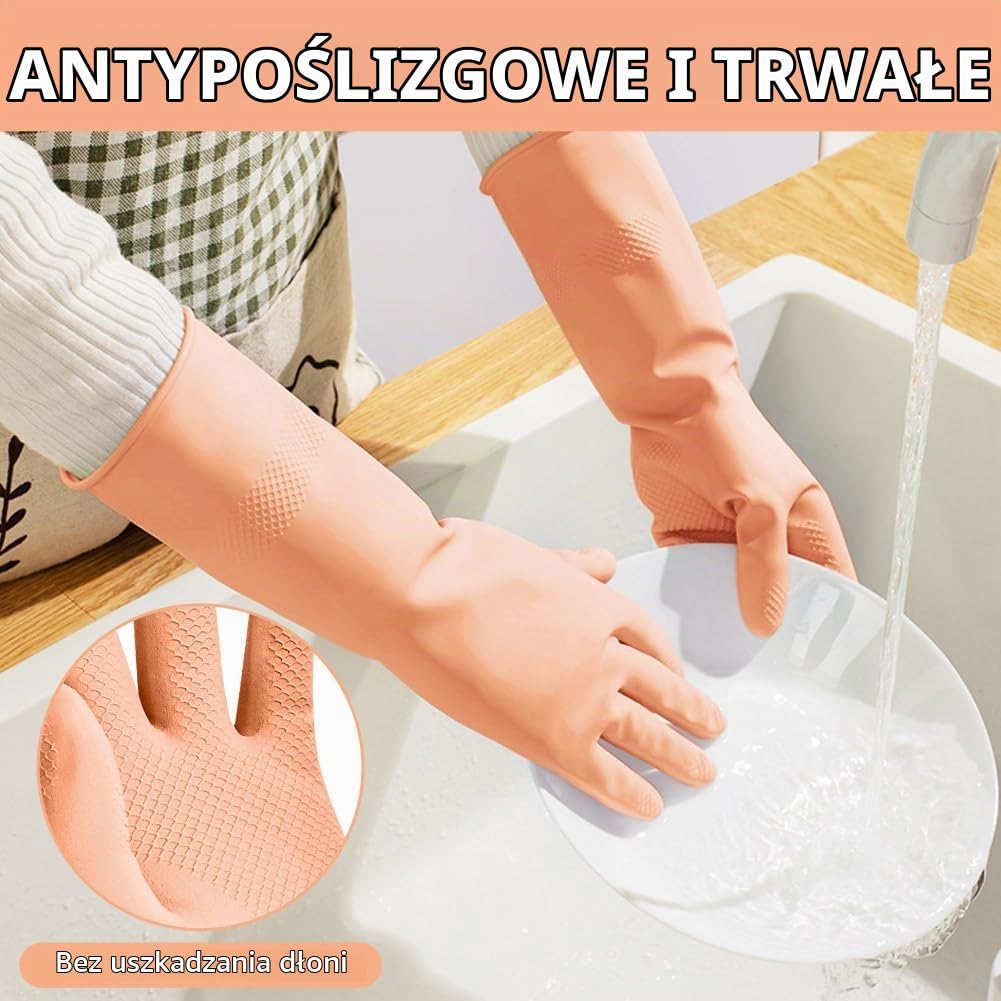 Thumbnail 6 de AUAUY rękawice do sprzątania, 2 pary, lateksowe, antypoślizgowe, rozmiar M