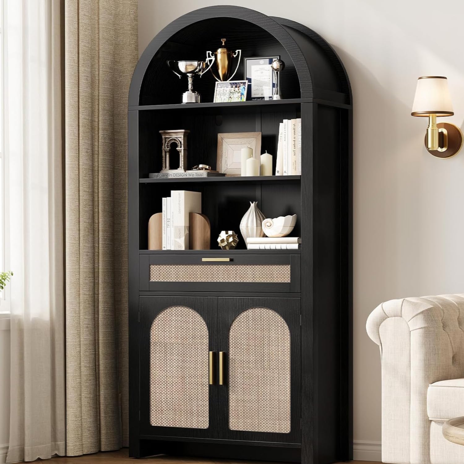 Detalle de Arched Bookshelf, 71.3-Inch Tall