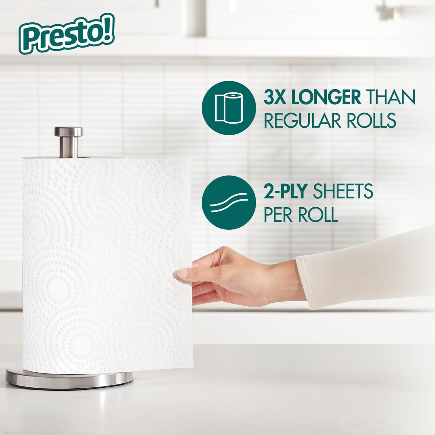 Detalle de Amazon Presto! Ultra Strong Paper Towels, Huge Roll, 6 Count (158 sheets per roll)