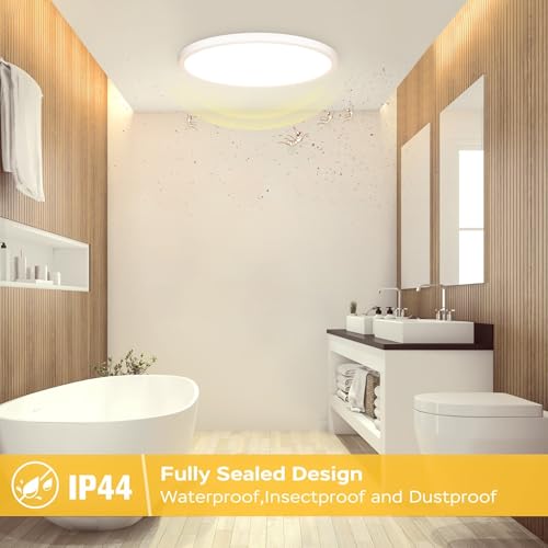 Detalle de OUILA Plafón LED Techo Redondo Ø22 cm – Luz blanca 4000K, 1600 lm, IP44