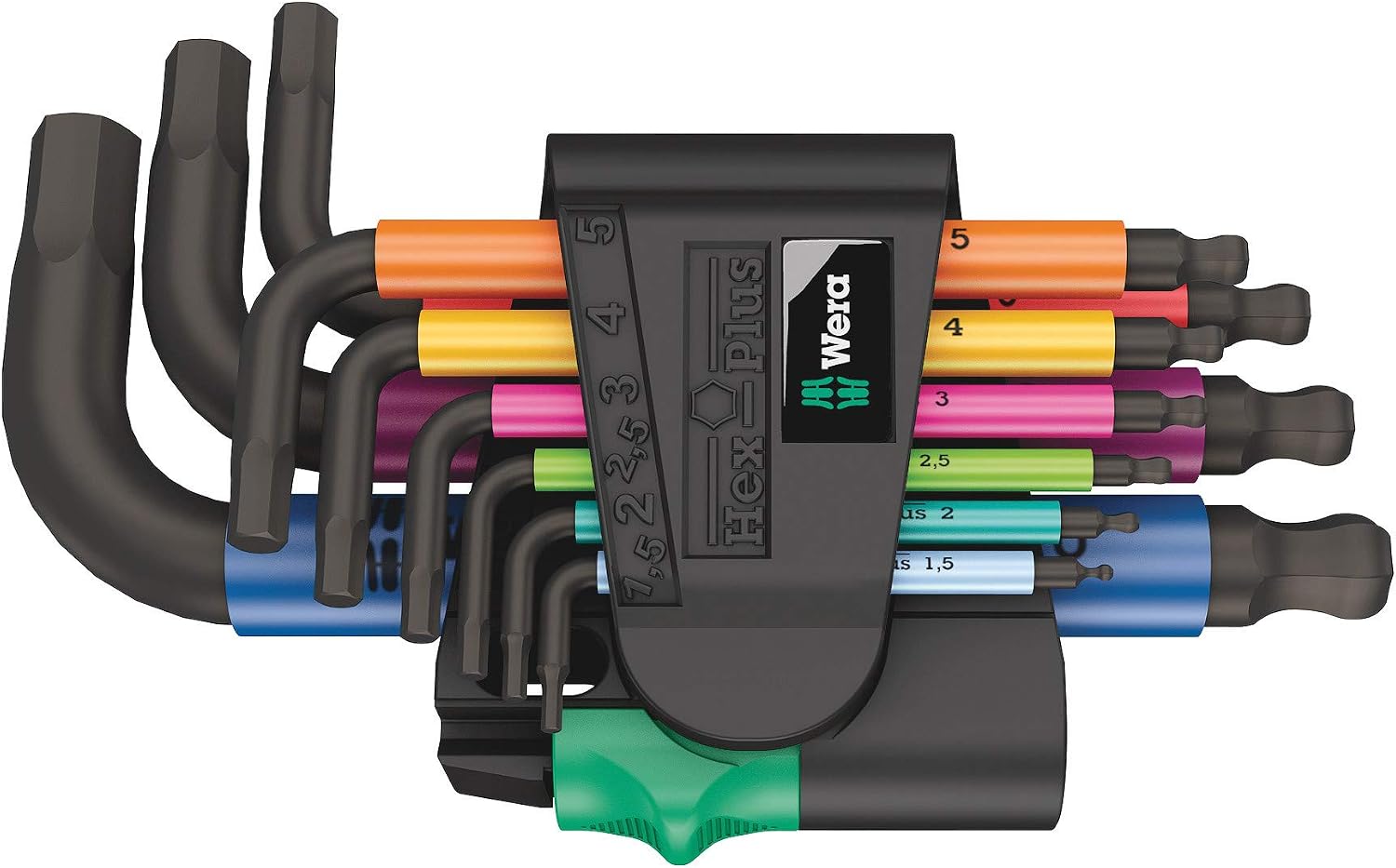 Detalle de Wera 05133164001 Hex-Plus 950/9 六角レンチセット 9点・ミリサイズ・ブラックレーザー仕上げ