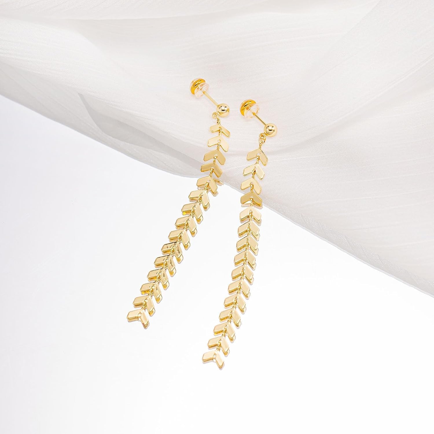 Detalle de HANLI Gold Dangle Earrings for Women – S925 Sterling Silver Hyde Drop Jewellery