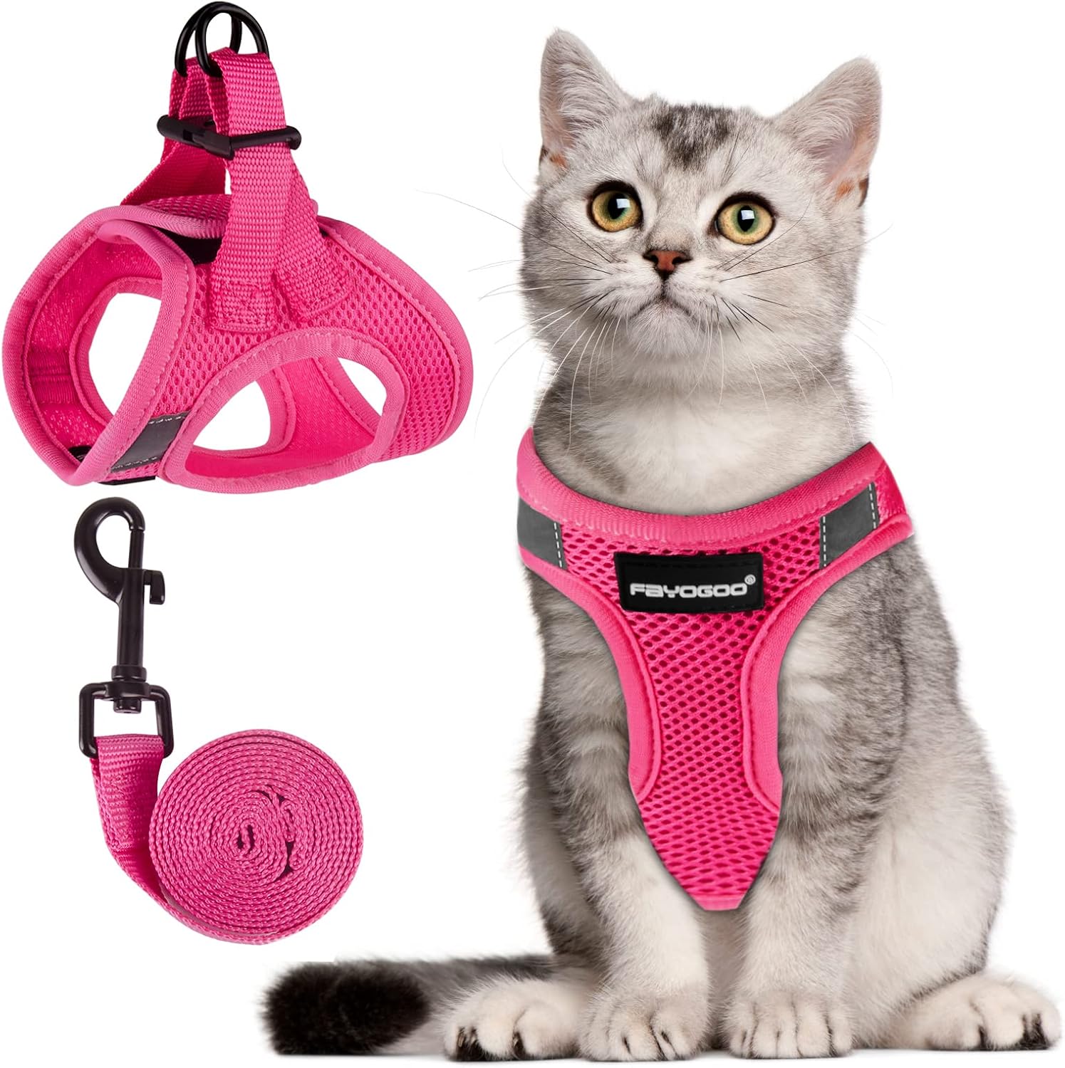 FAYOGOO cat harness and lead set (escape-proof, adjustable, lightweight) for extra large cats