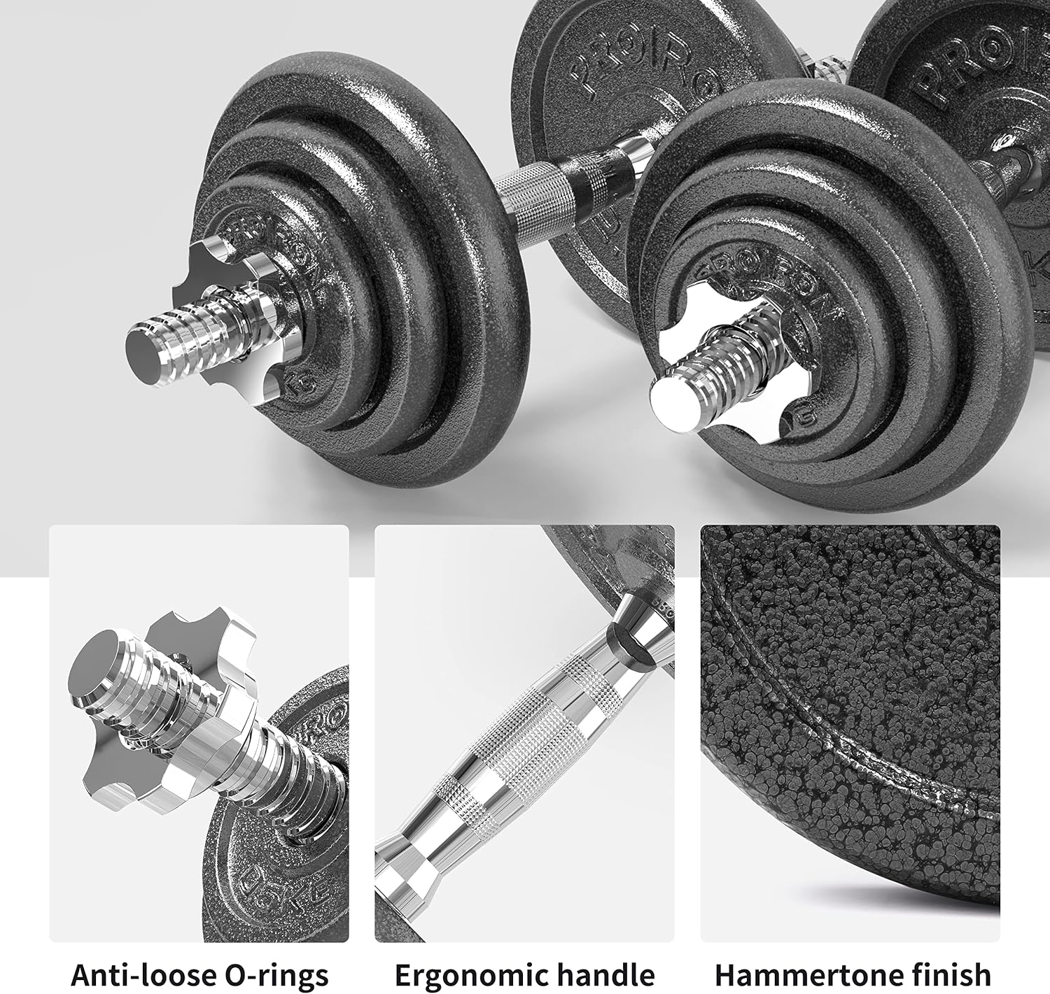 Detalle de PROIRON 20kg/30kg Adjustable Dumbbells Set for Home Fitness