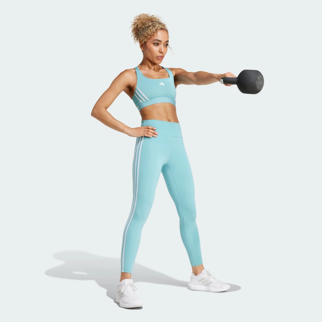 Detalle de Adidas Mallas 7/8 Train Essentials High-Waisted 3 bandas – Turquesa