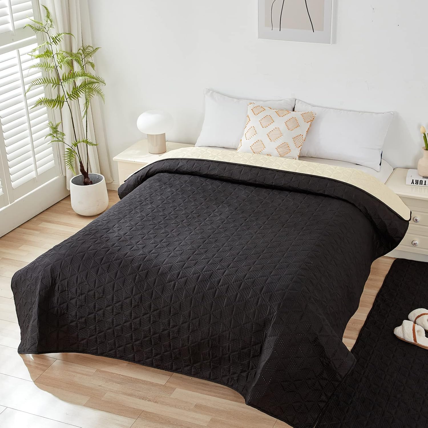 Detalle de Taiyang Copridivano impermeabile per Cani – Coperta anti‑macchia con fondo antiscivolo, nero, 173–208 cm