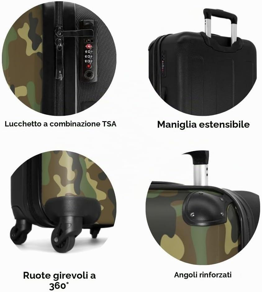 Thumbnail 6 de NoBoringSuitcases.com Valigia grande rigida 67 cm con motivo mimetico esercito, 72 L, 20 kg