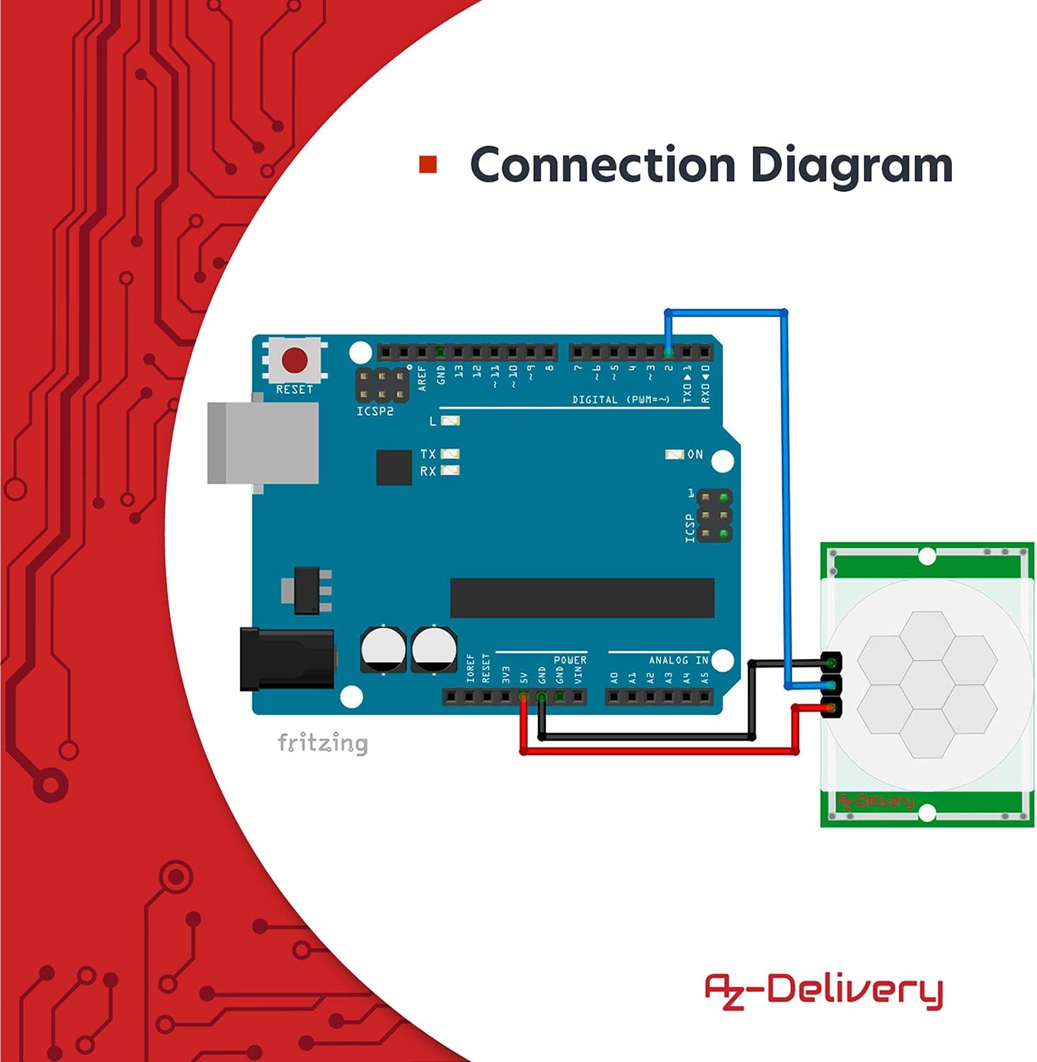 Thumbnail 3 de AZDelivery Sensori di movimento HC-SR501 PIR per Arduino con e-book di avvio