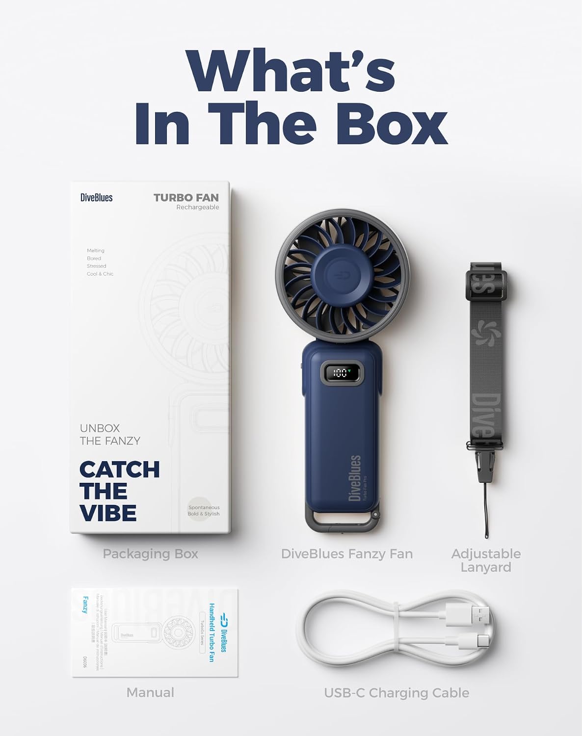 Thumbnail 6 de Diveblues Portable Handheld Fan (D6036): 4-in-1, 180° Foldable, 12H Battery, USB-C