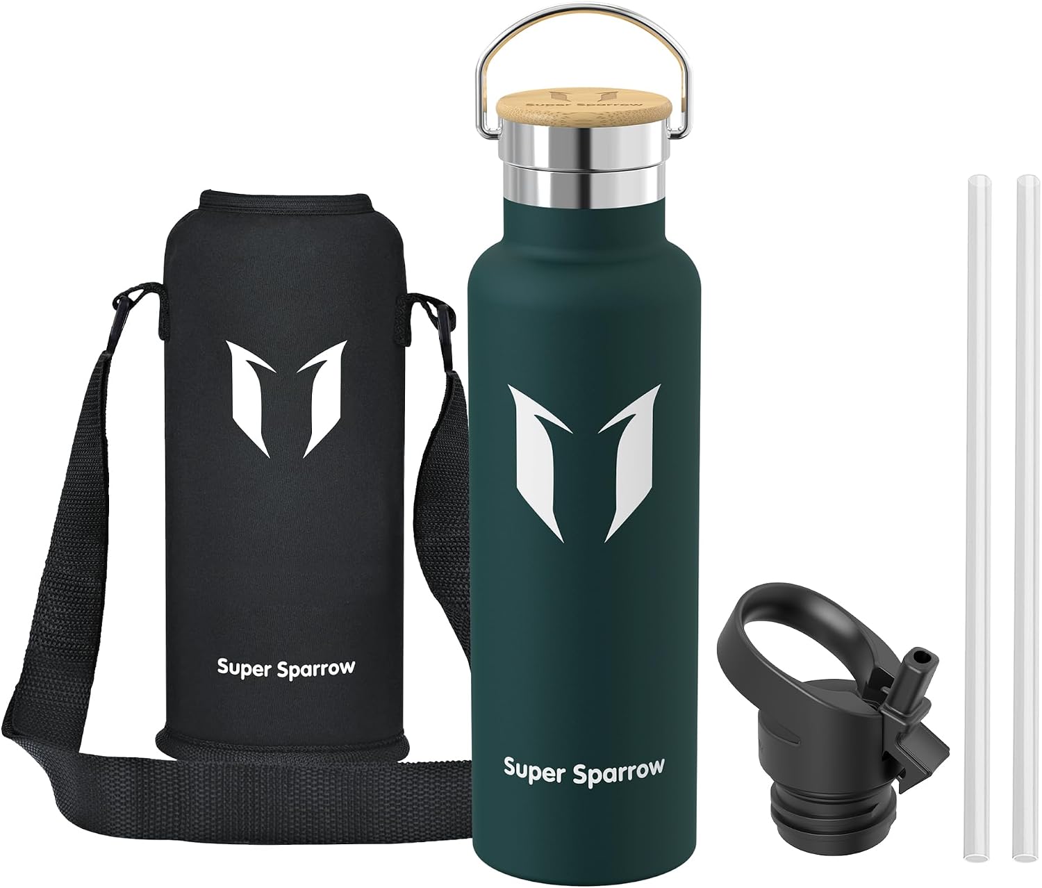 Detalle de Super Sparrow Borraccia Termica 620ml: Bottiglia senza perdite con 2 tappi, BPA free