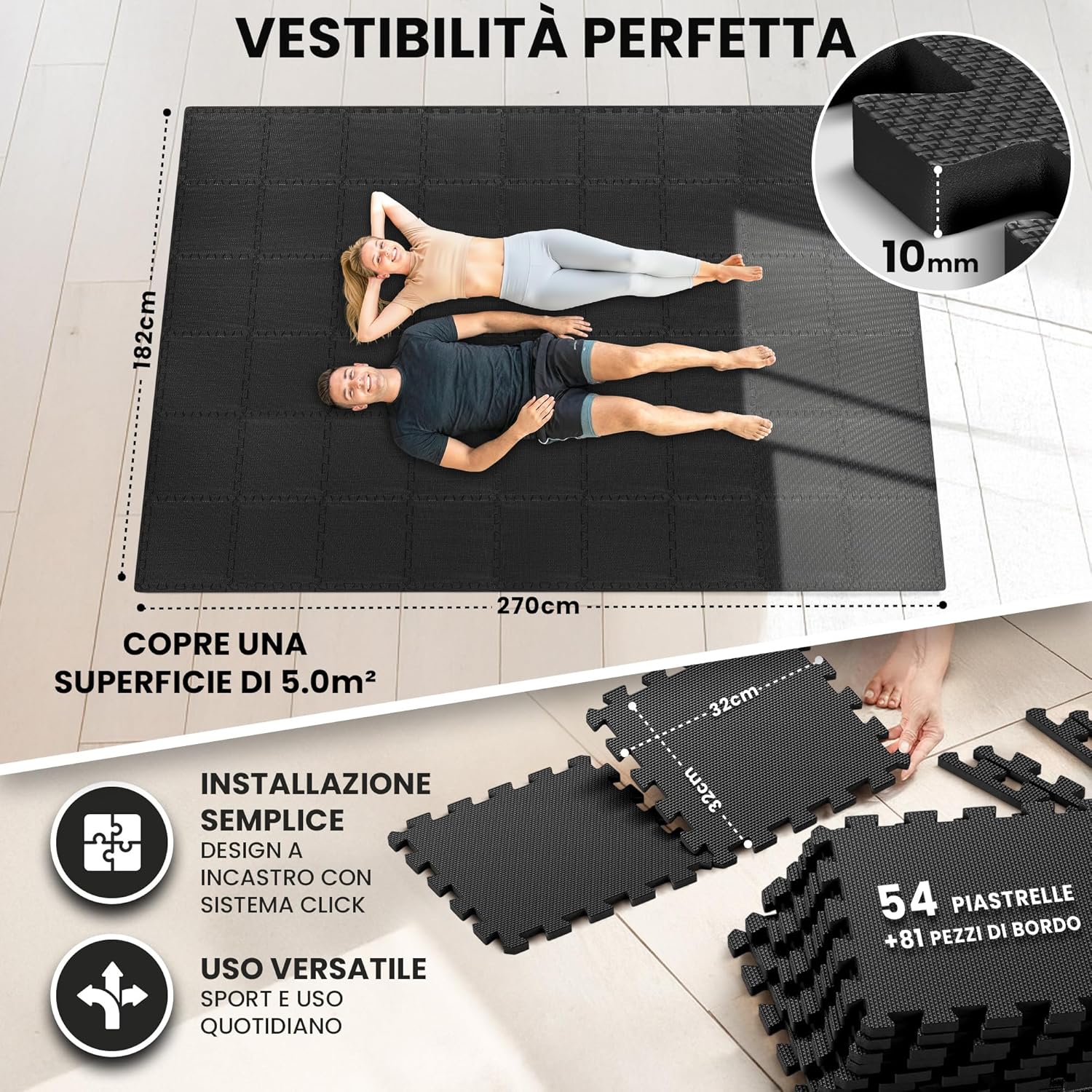 Thumbnail 1 de Tappeto Palestra in puzzle con EVA incastro (tatami gomma) per home gym e attrezzi