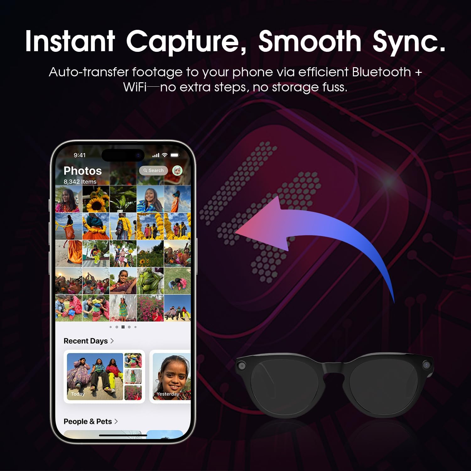 Thumbnail 3 de AI Smart Glasses with Camera 4K: Hands-Free Recording, AI Translation, and Open-Ear Audio