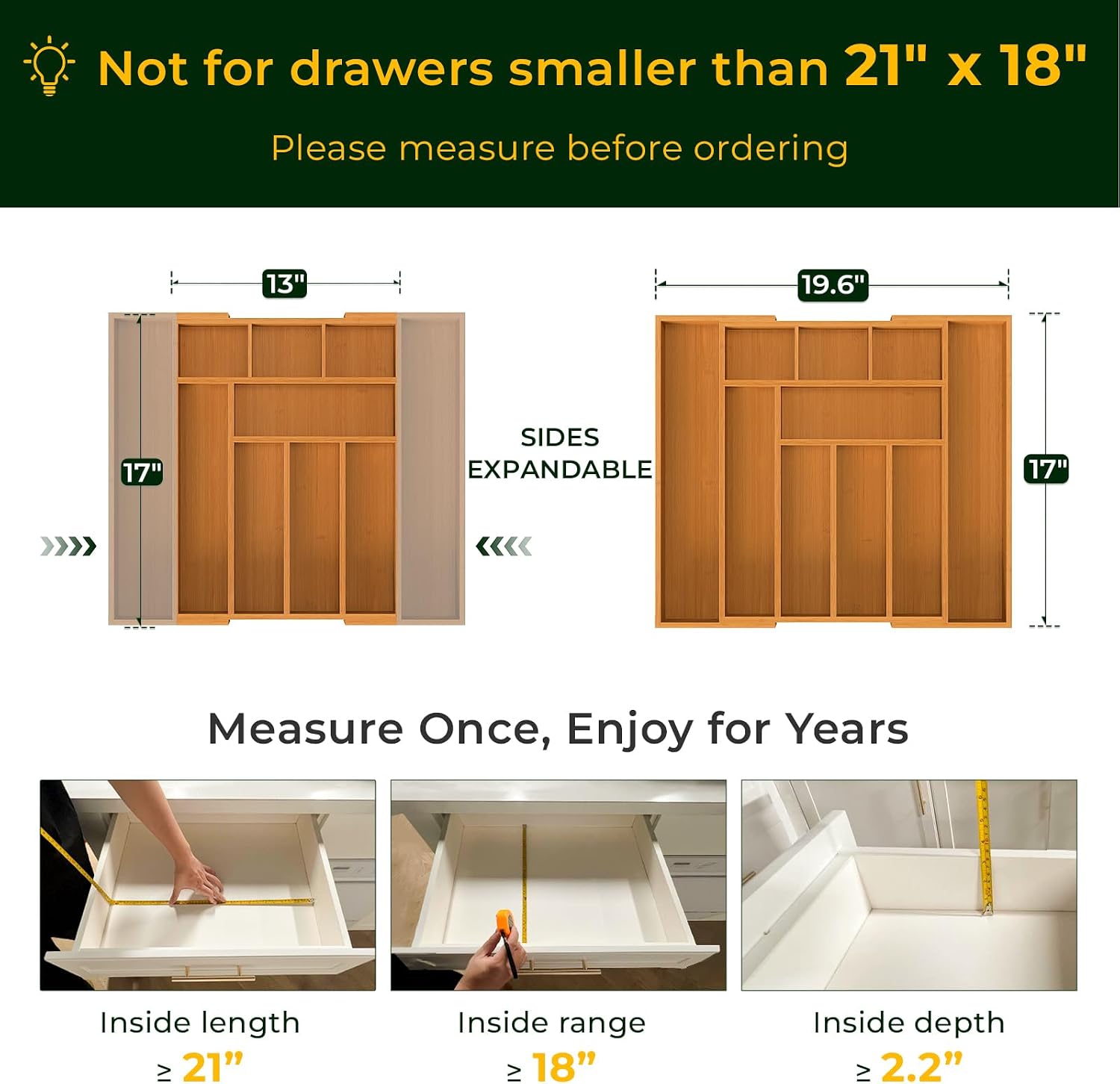 Detalle 2 de Keechee Bamboo Drawer Organizer, 10 Slots