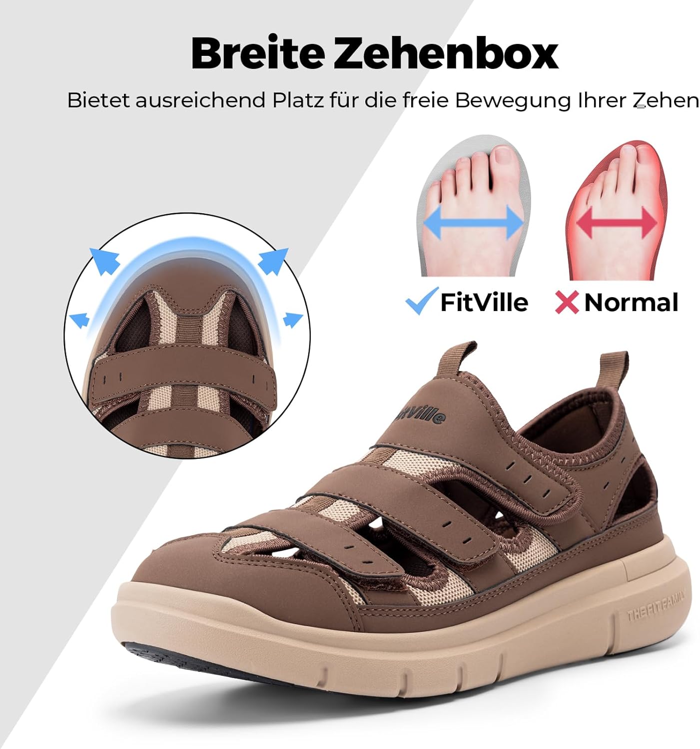Thumbnail 1 de FitVille Diabetiker Sandalen Herren Extra Weit – Orthopädische Sandalen mit Klettverschluss