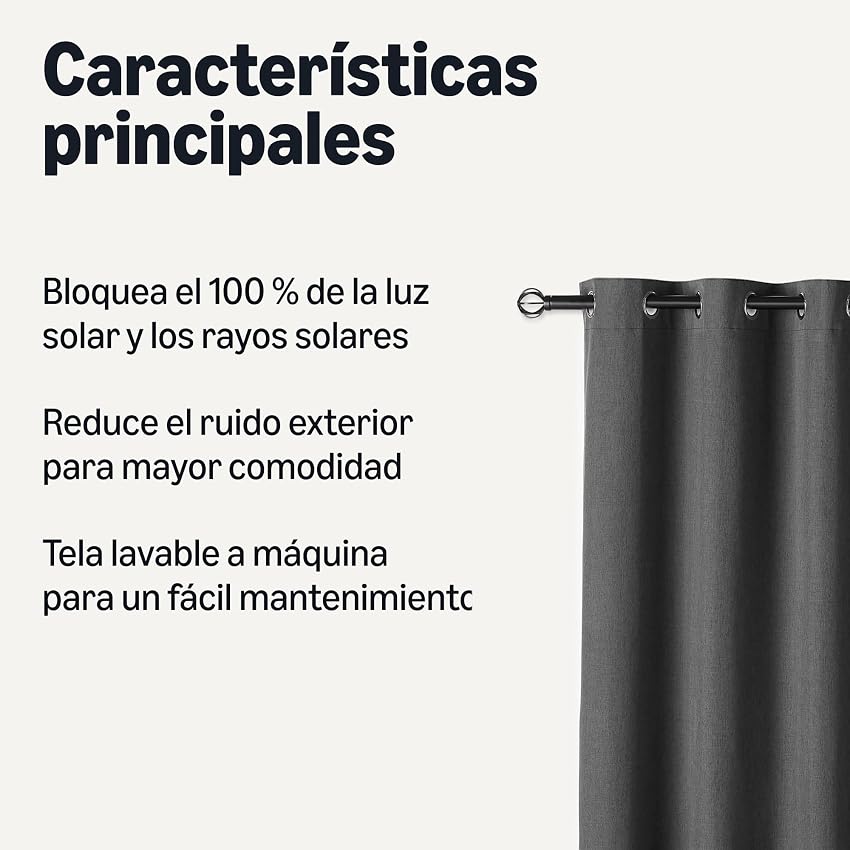 Thumbnail 6 de Amazon Basics Cortinas 100% Opacas 132 x 244 cm 🏡