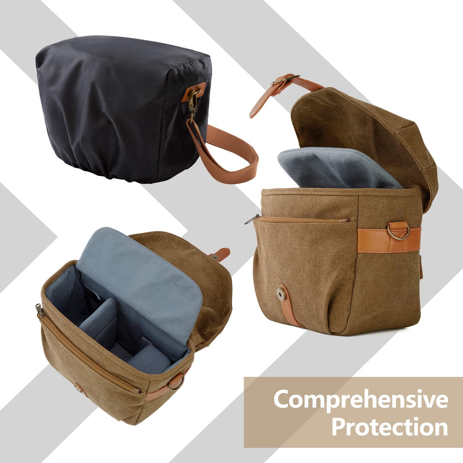 Thumbnail 3 de bagsmart Canvas Camera Bag for DSLR & Lenses with Rain Cover