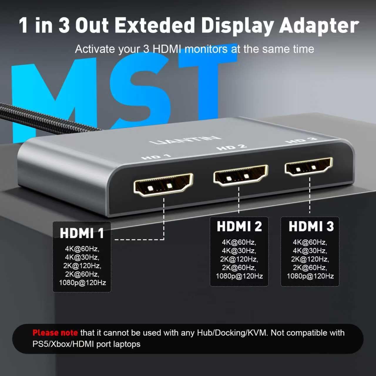Thumbnail 2 de UANTIN DP to HDMI splitter for 3 monitors