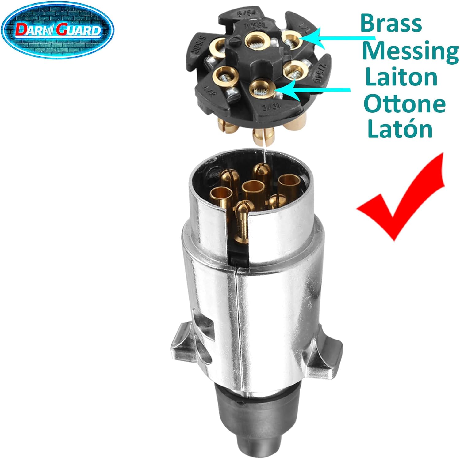 Thumbnail 3 de DARKGUARD 7pin Trailer Plug — Metal ISO1724 12v, Waterproof Caravanning Connector (DG7PM-1)