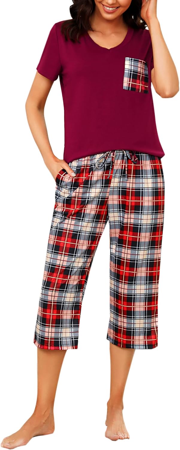 Detalle de iClosam Pyjama Femme Été en Coton 2 Pièces