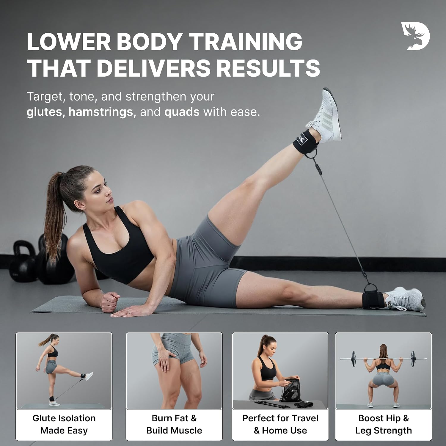Detalle de DMoose Ankle Strap for Cable Machine – One Size Fit with Premium Padding for Glutes and Lower Body