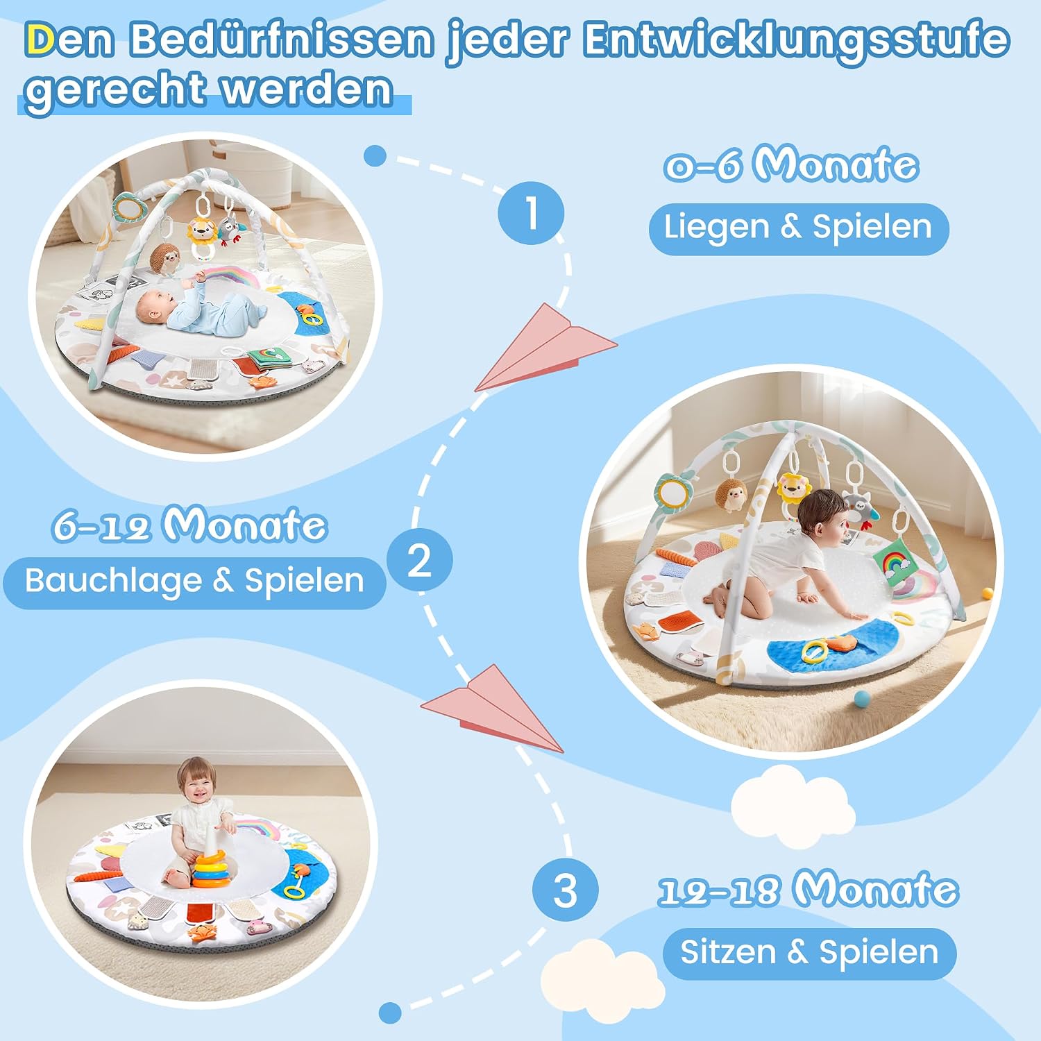 Thumbnail 4 de Krabbeldecke 95×95×52 cm Spielbogen Baby