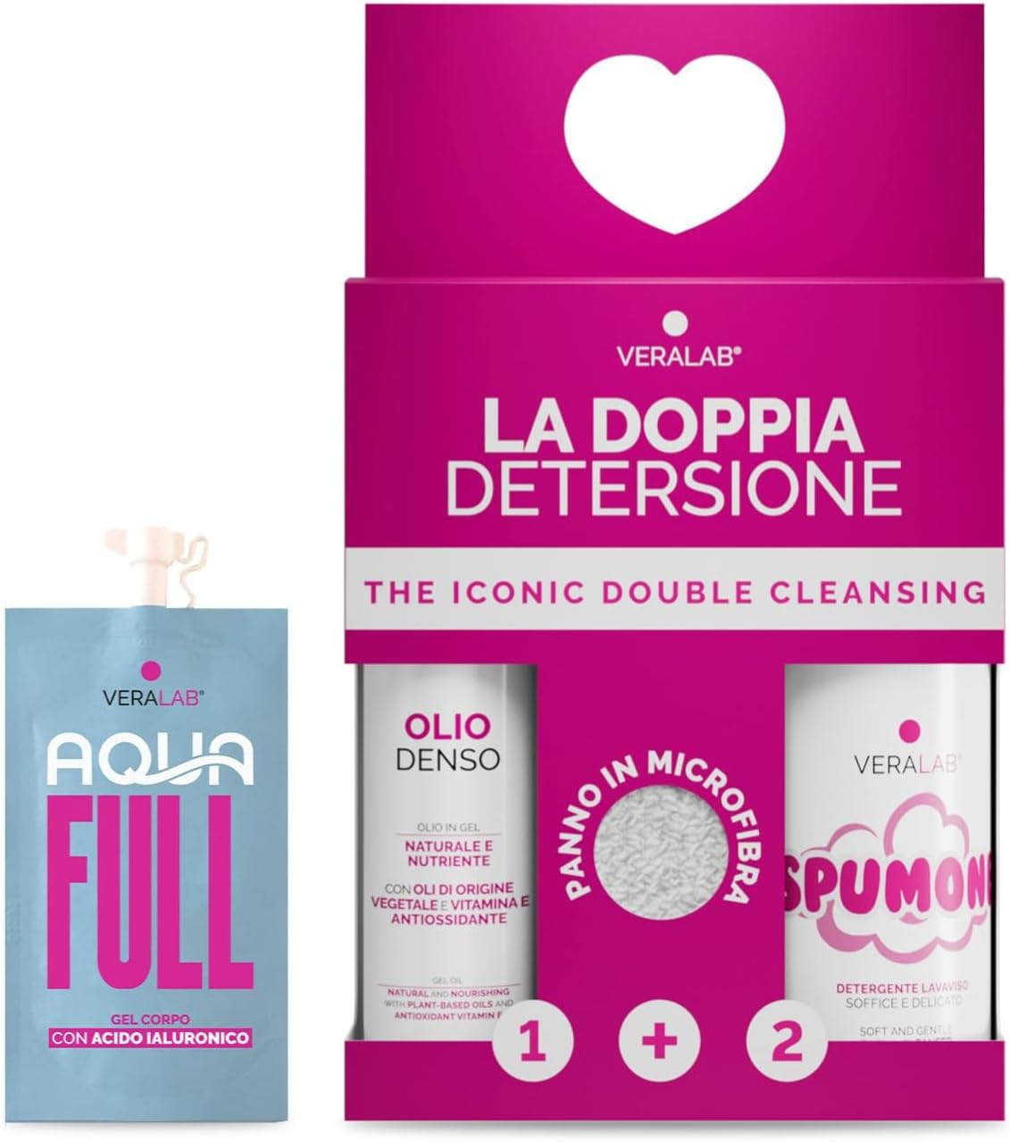 Detalle de Veralab Kit Doppia Detersione: Olio Denso 80 ml + Spumone 100 ml + Panno in Microfibra