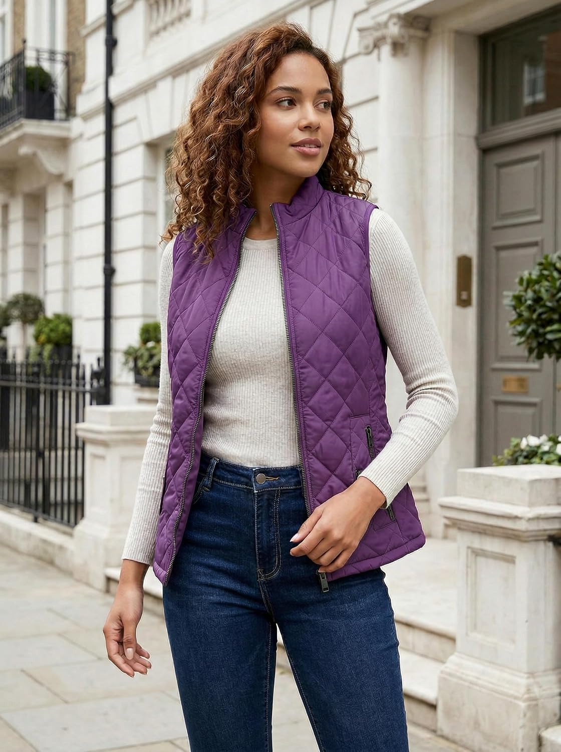 Detalle 2 de Fuinloth Quilted Women’s Puffer Vest, Lightweight ⛑