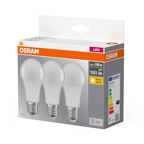Detalle de OSRAM Lampada LED E27 13 W Warm White – confezione da 3 unità, Base Clas