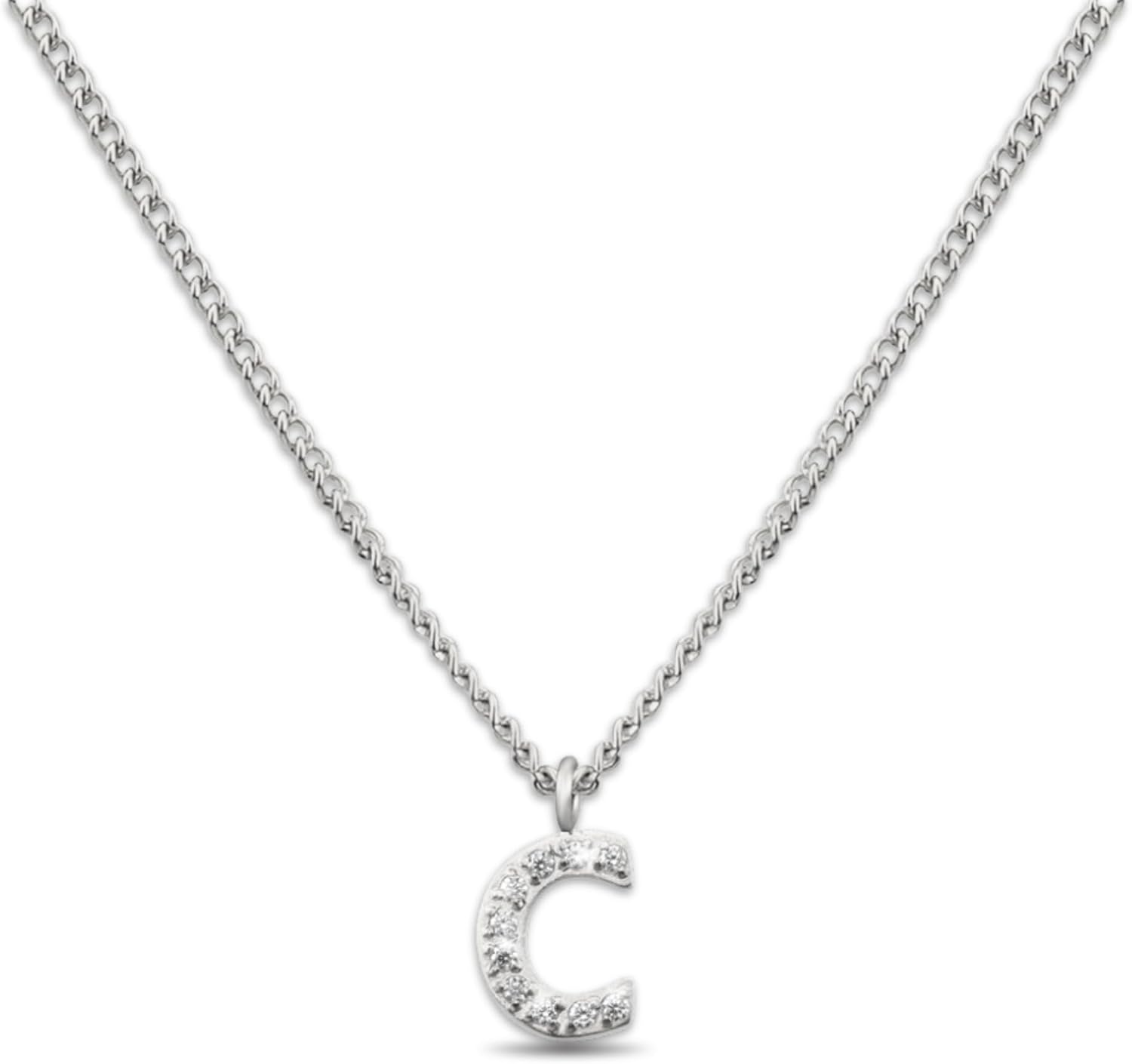 Detalle de GD GOOD.designs Kette mit Buchstaben Silber (316L Edelstahl) mit Initialen-Anhänger für Damen