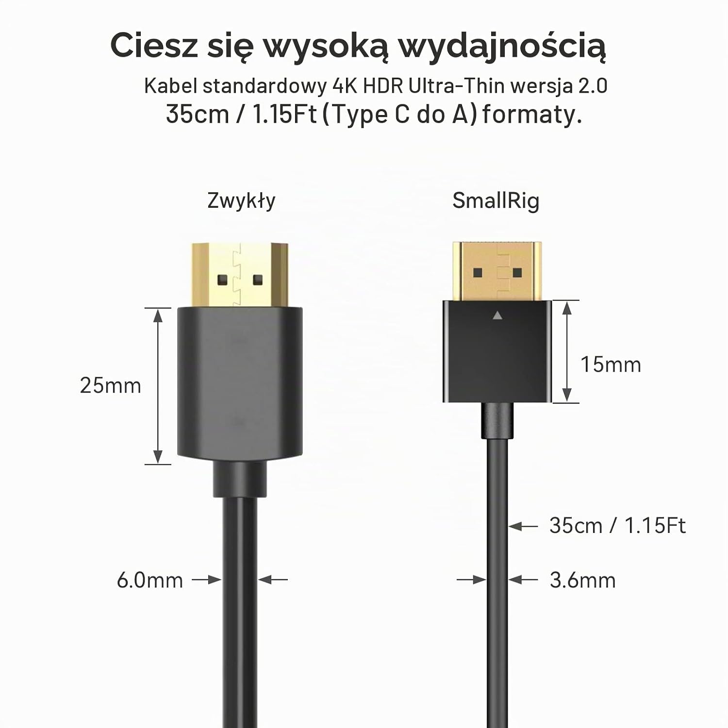 Thumbnail 6 de SMALLRIG 3040 kabel HDMI 2.0 4K 60 Hz, 35 cm, złącza C–A