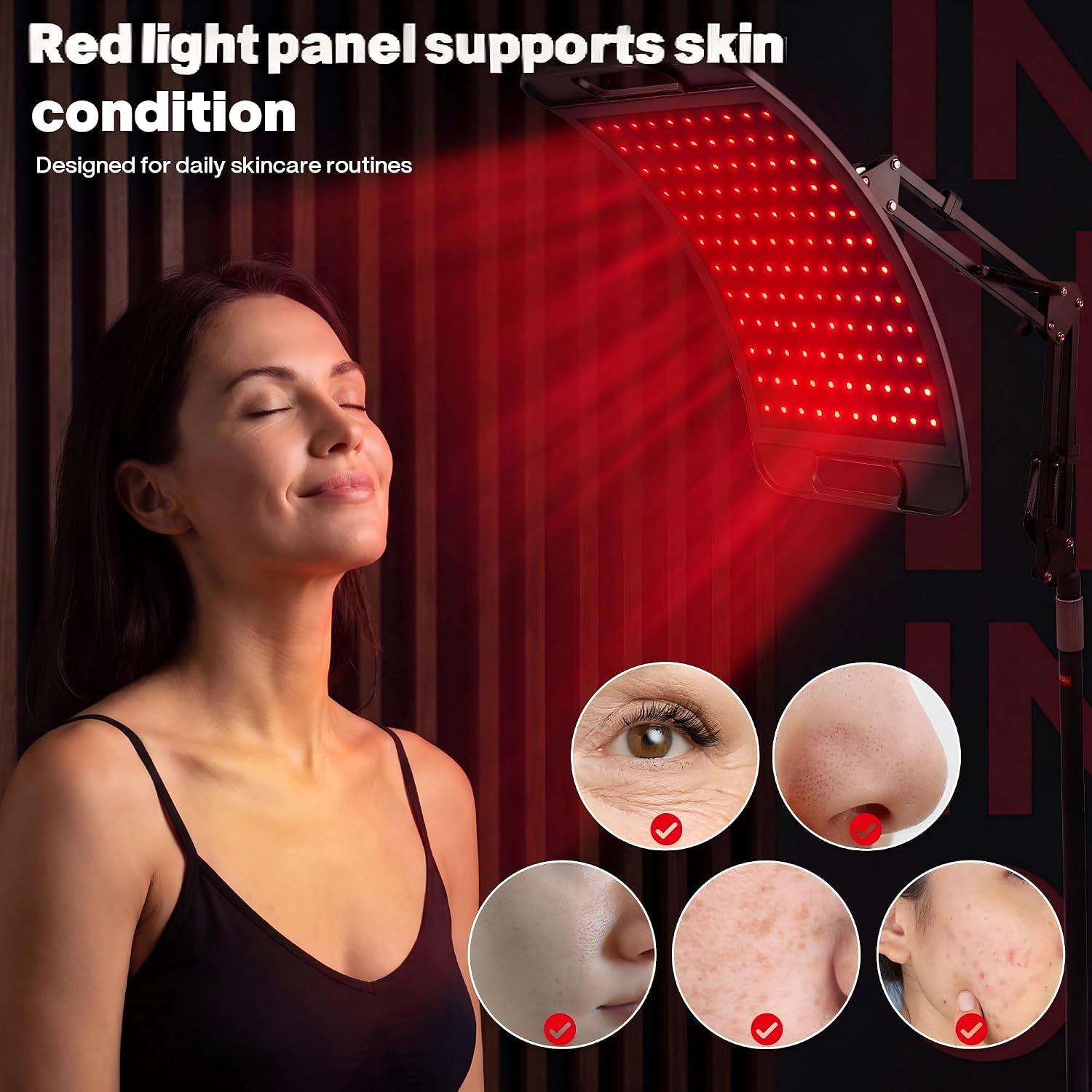 Detalle de Red Light Therapy 3-in-1 Panel: 660nm + 850nm with Adjustable Stand for Home Use