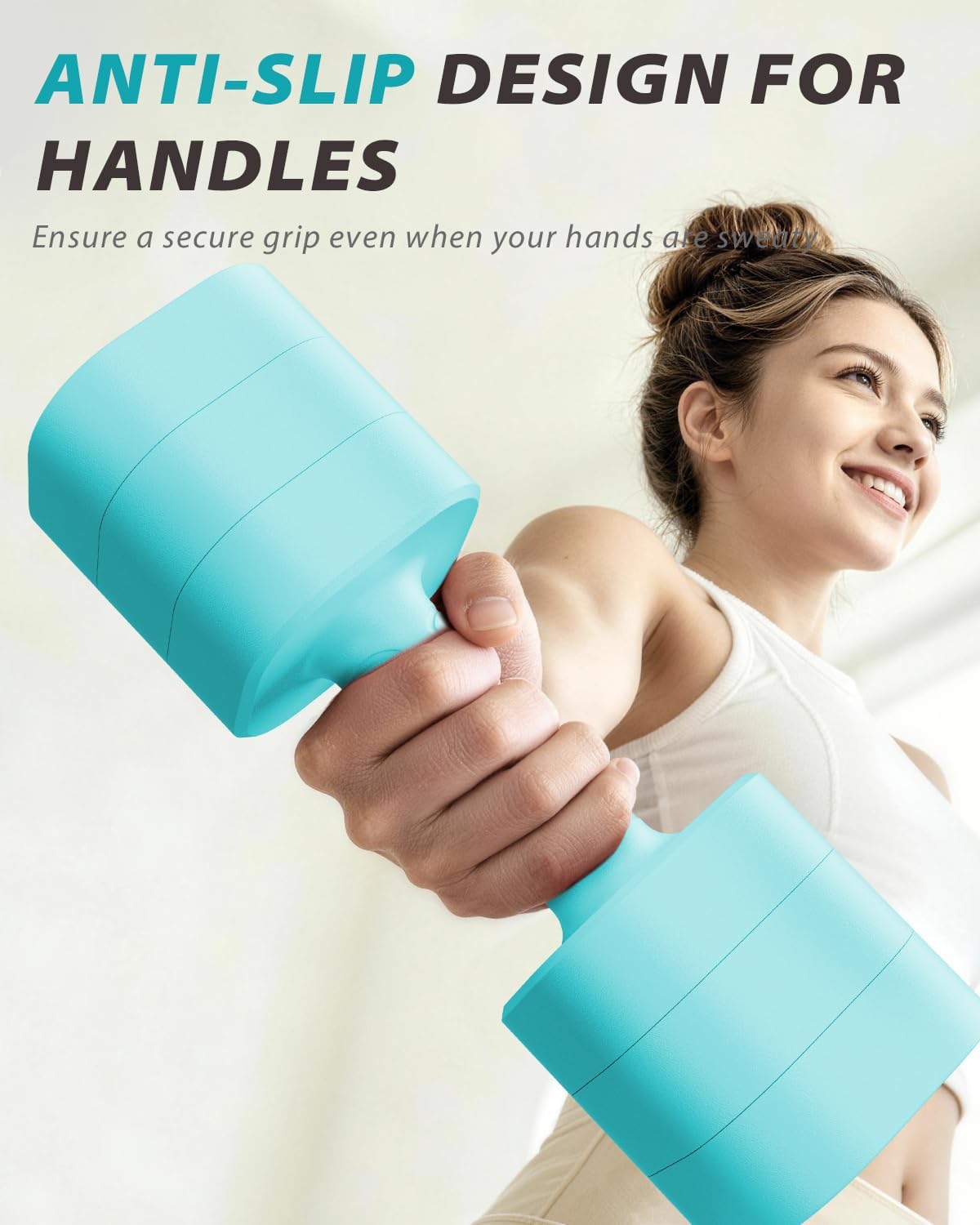 Detalle de Ragebby Adjustable Dumbbell Set of 2, Non-Slip Handles, Mint Blue