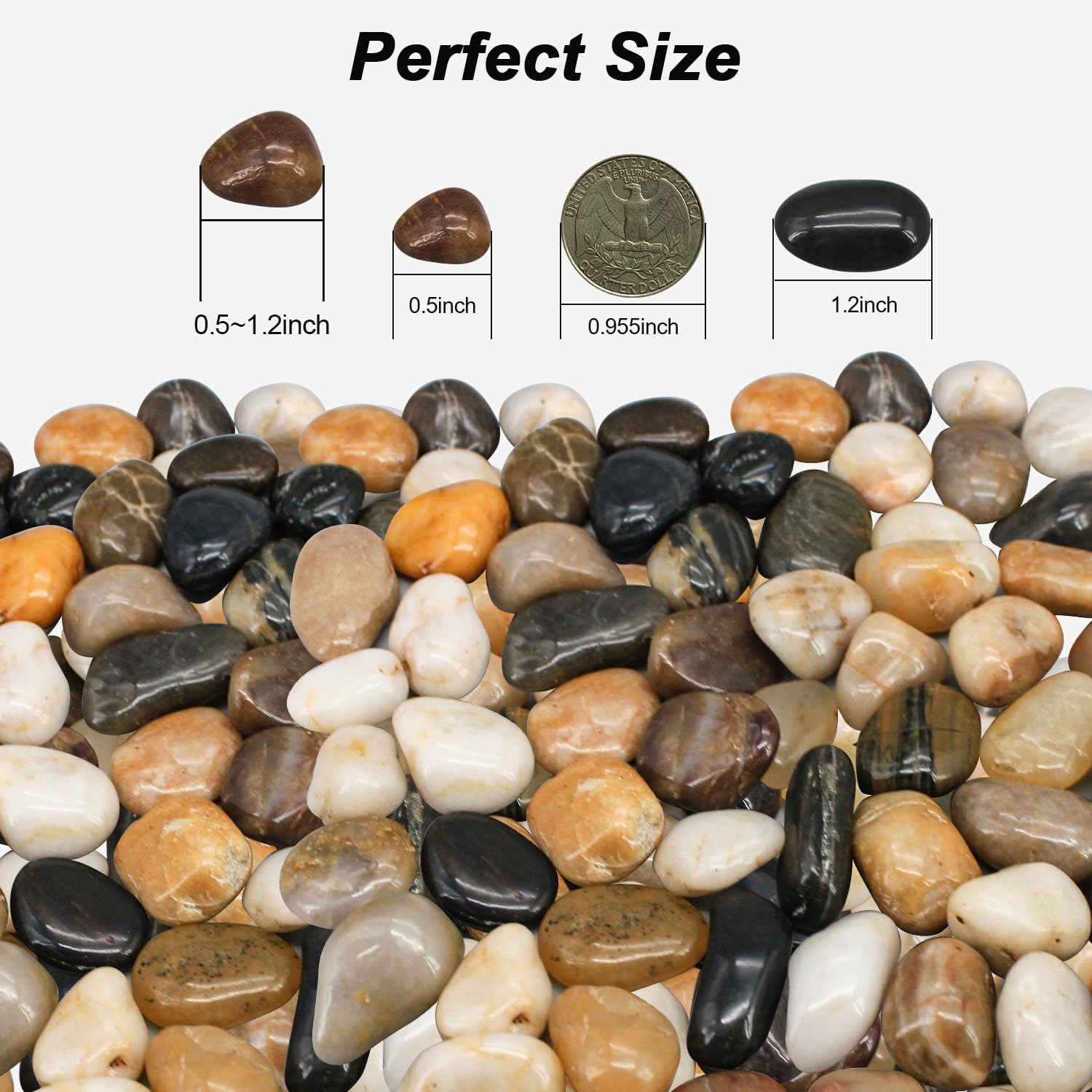 Detalle 2 de Virekm stone-1 River Rocks, 0.5–1.2-Inch Mixed Natural Pebbles