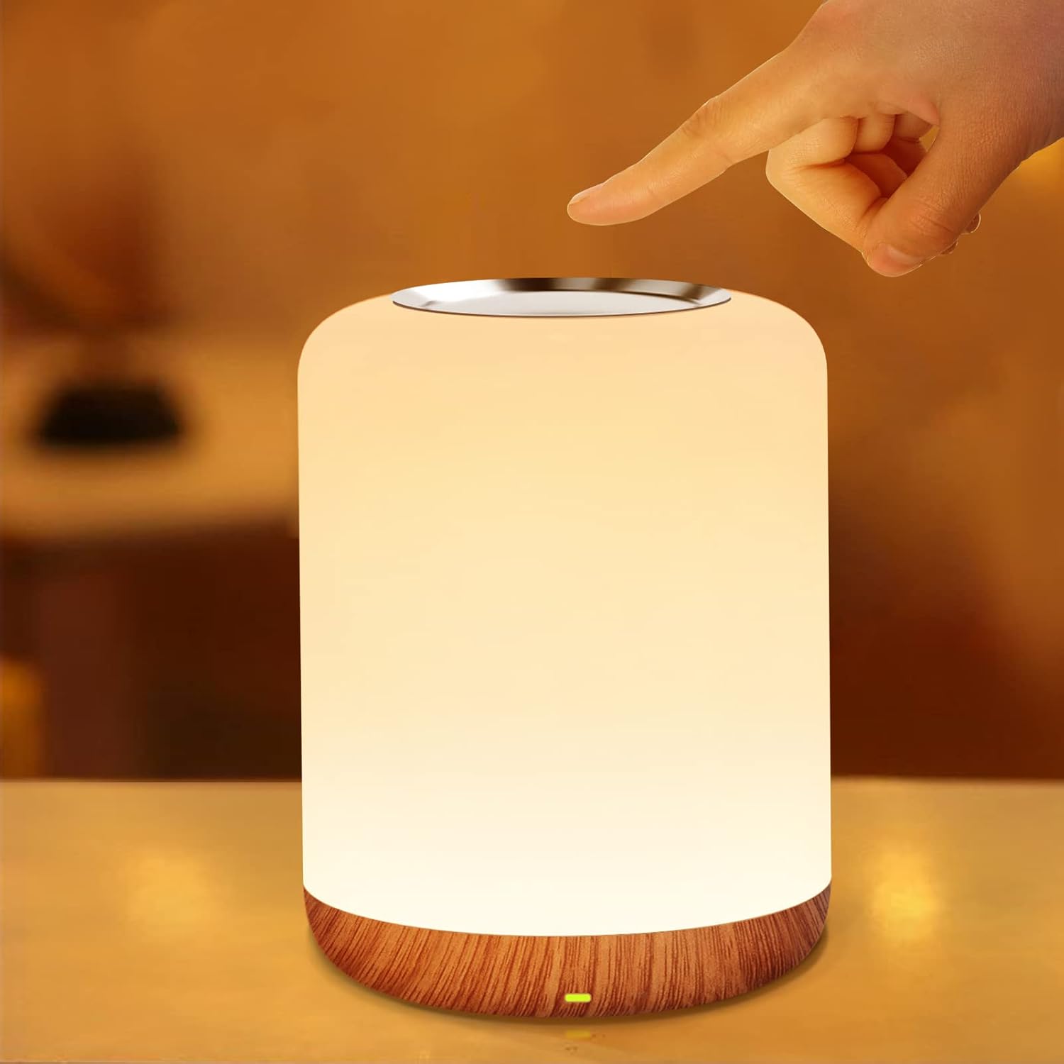 Detalle de SOLIDEE Nachttischlampe Touch Dimmbar mit RGB, 256 Farben – kabellose LED-Nachtlampe für Schlaf-, Baby- und Wohnzimmer