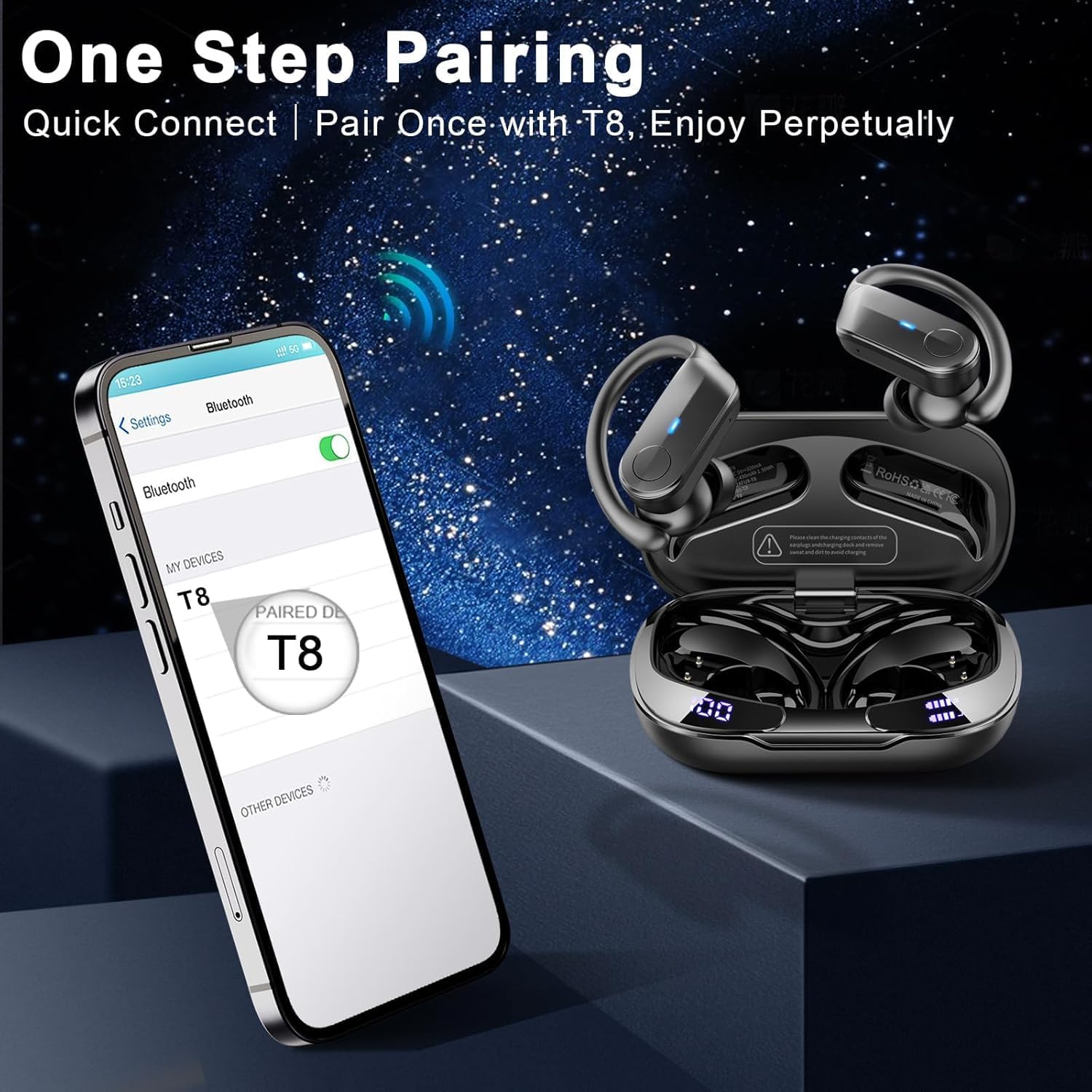 Thumbnail 6 de Ecouteurs Bluetooth Sans Fil Sport 2026 — Casque Running Étanches IPX8, 70H, 4 ENC, USB-C, HiFi Stéréo