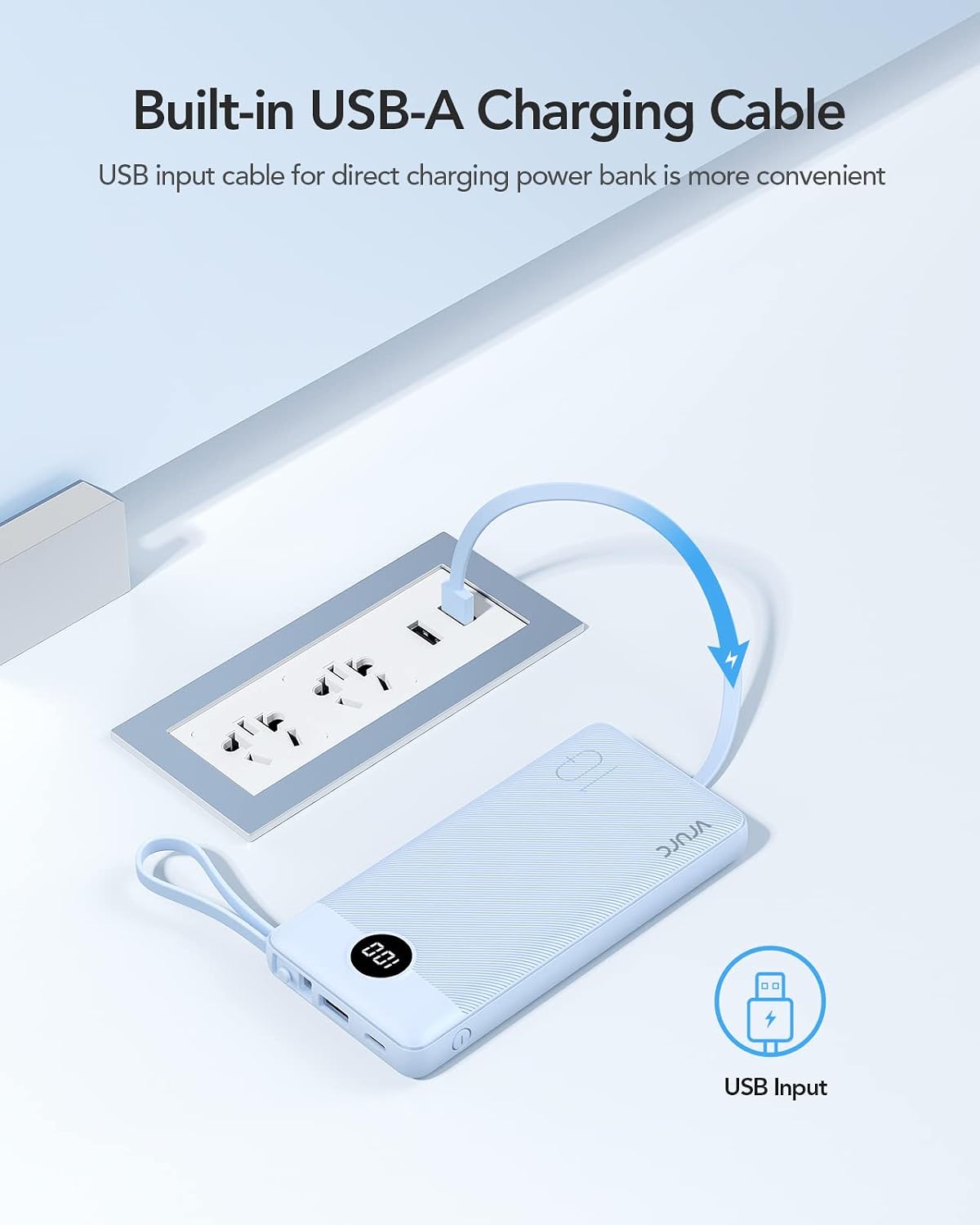Thumbnail 4 de VRURC 10000mAh Power Bank with Built-in Cables and 5 Outputs