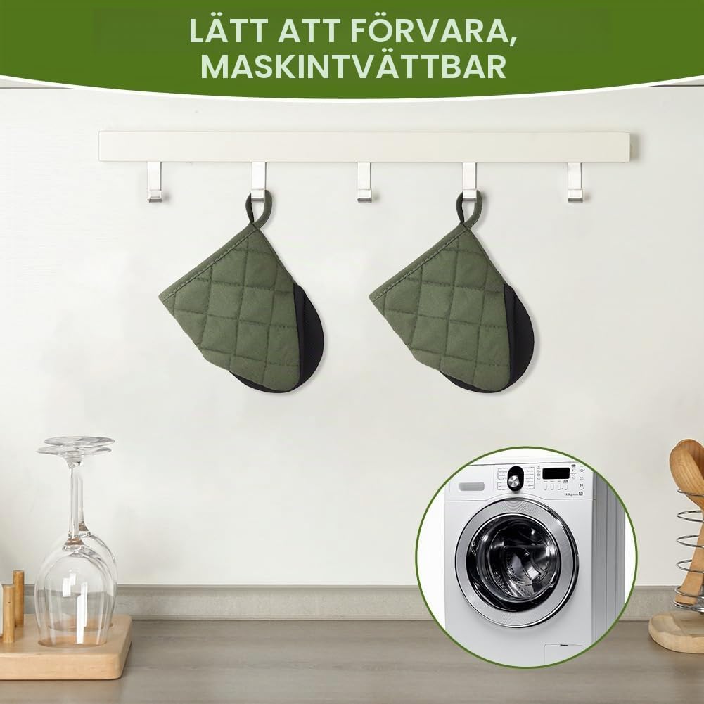 Detalle de AUAUY M1-3507172 miniugnsvantar, 2-pack med halkfri yta och värmetålighet till 220 °C
