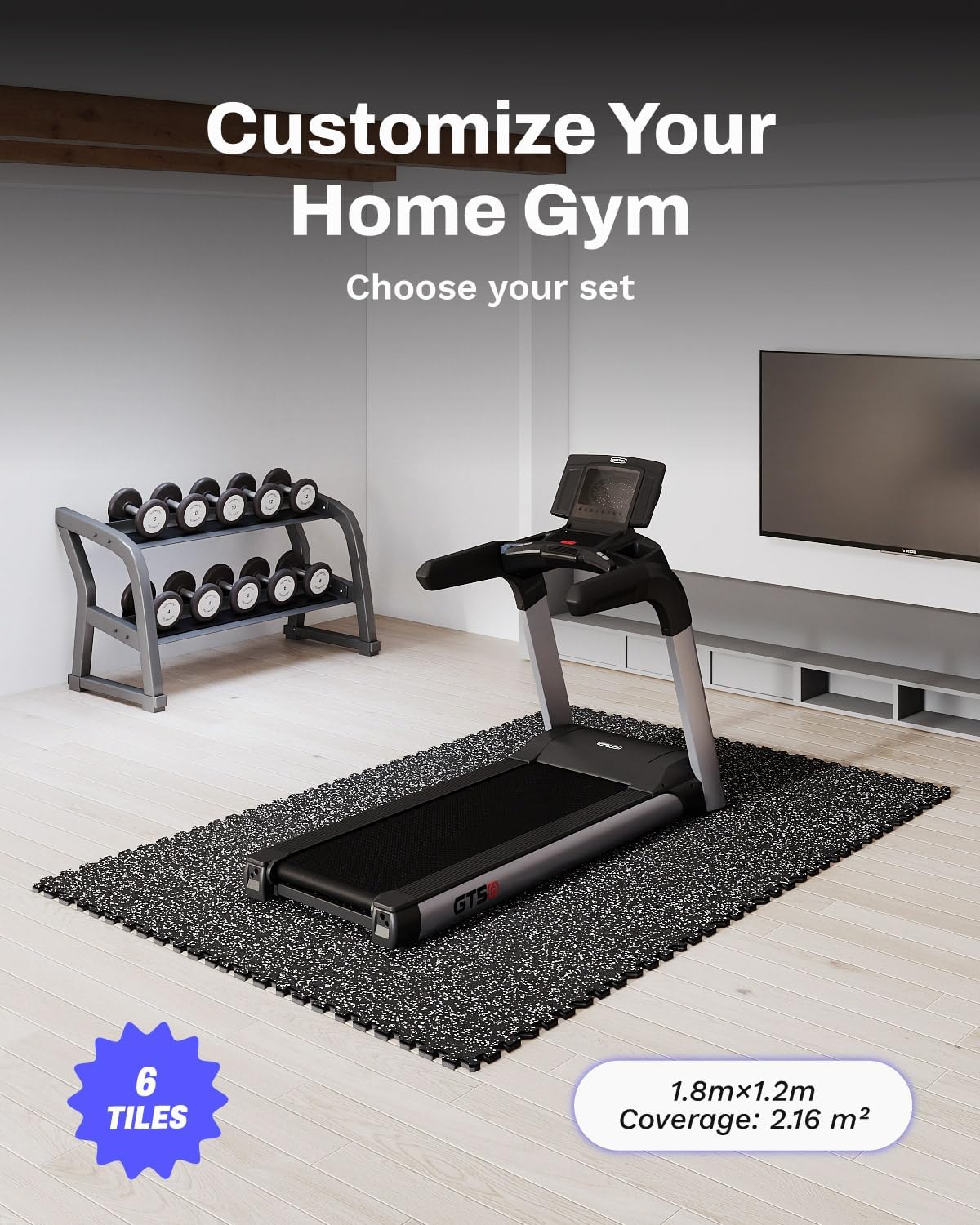 Thumbnail 3 de AIRHOP ACTIVE 0.56in Thick Interlocking Gym Mats (24 Sq Ft) – 6 Tiles for Home Workouts