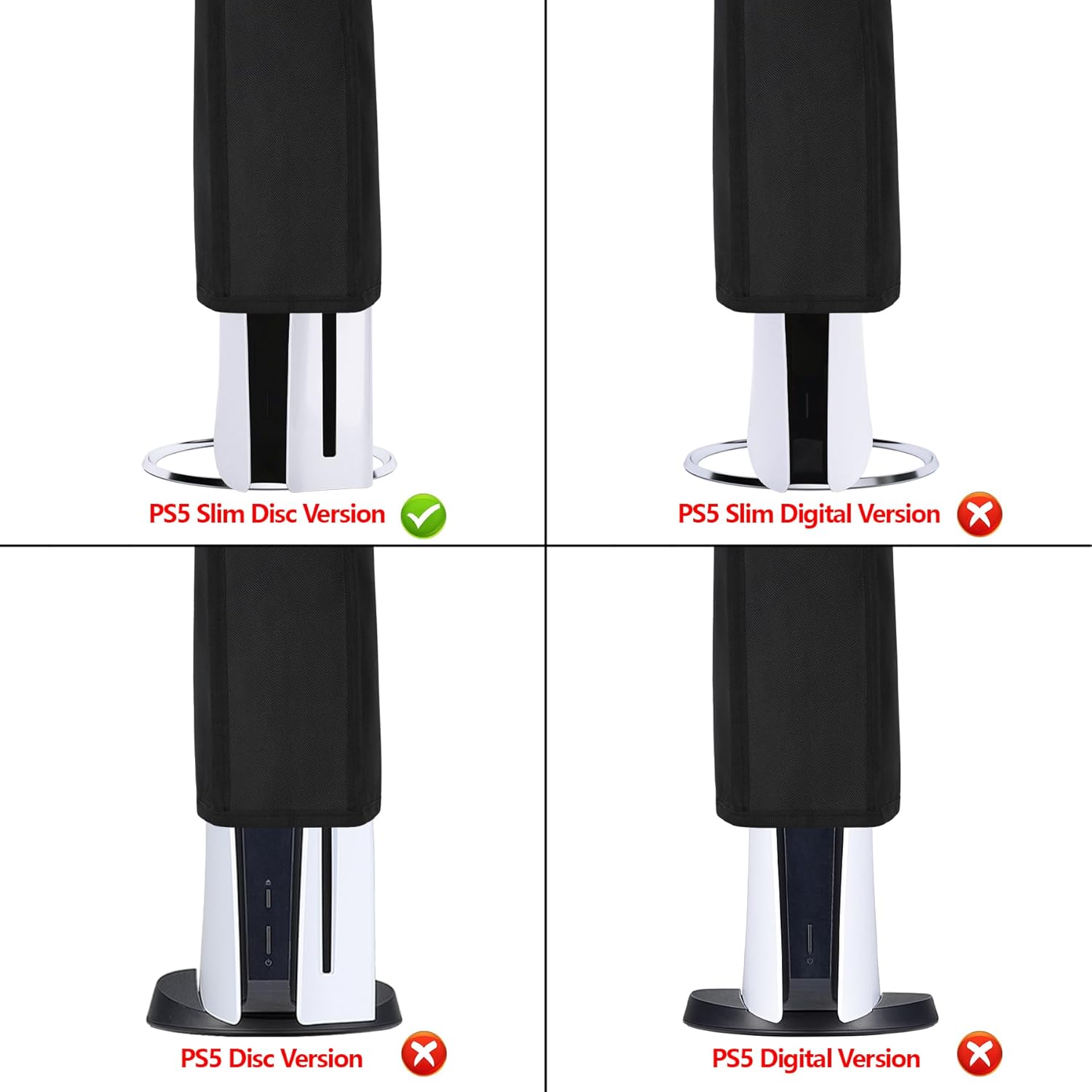 Thumbnail 1 de playvital Vertical Dust Cover for PS5 Slim Disc Edition (Black nylon protector sleeve)