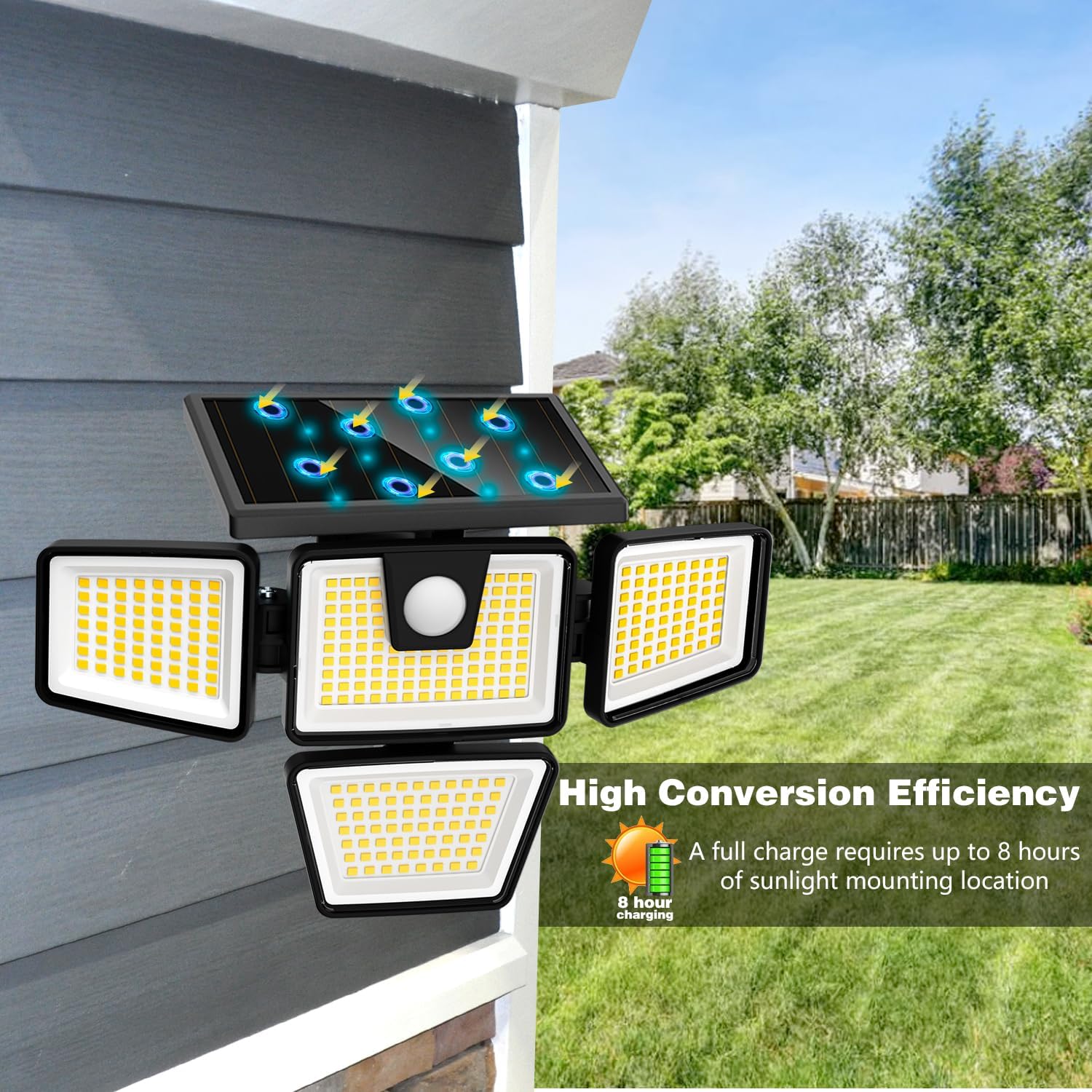 Detalle de AmeriTop 0003 buitenlampen op zonne-energie, 2 stuks met 4 verstelbare koppen