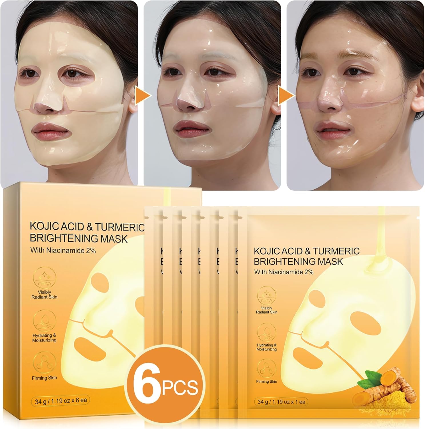 Thumbnail 5 de Masque al Collagène con Curcuma e Niacinamide – Idratante, Illuminante e Anti-age (6 pezzi)