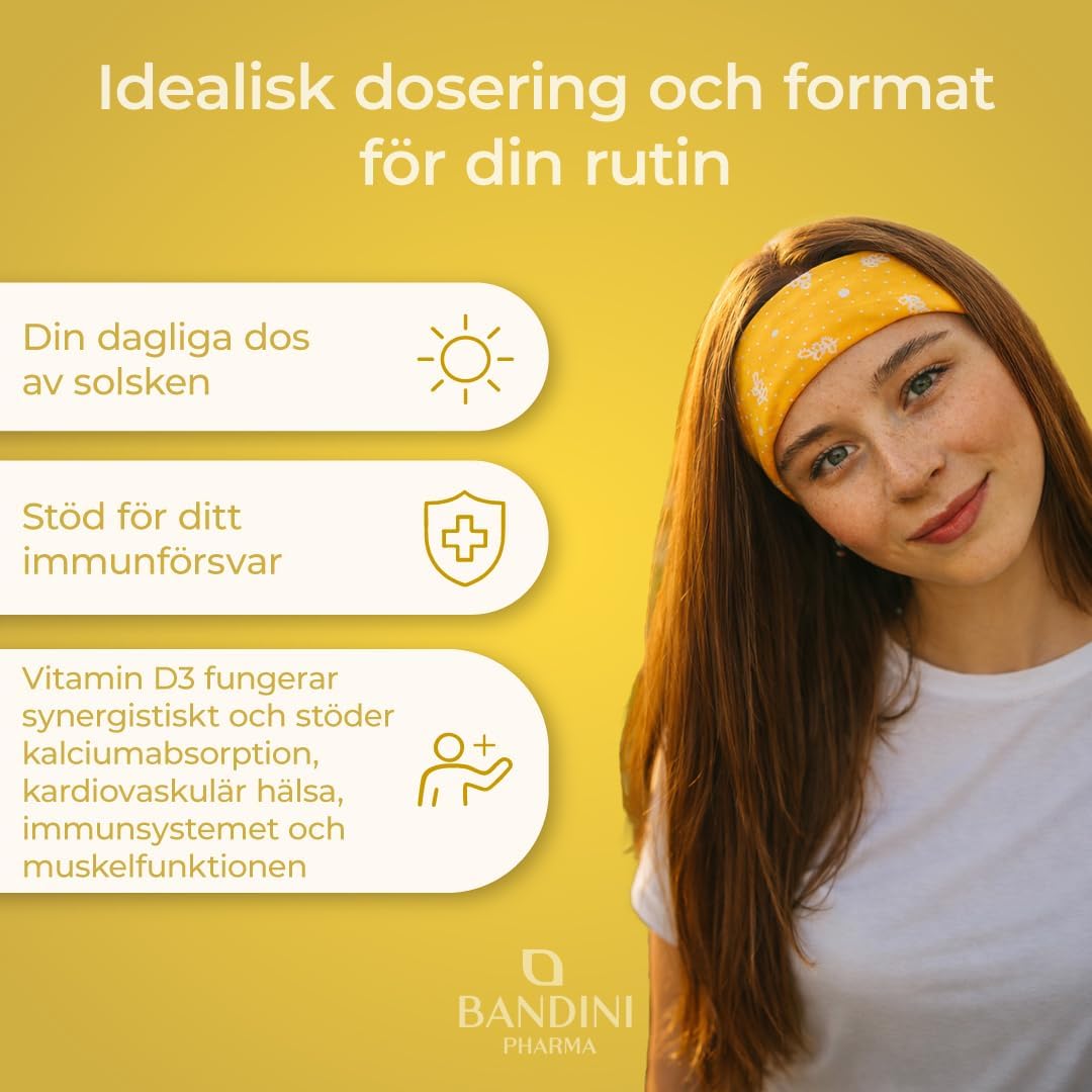 Detalle 2 de BANDINI D-vitamin D3 50 μg – 200 tabletter för dagligt intag