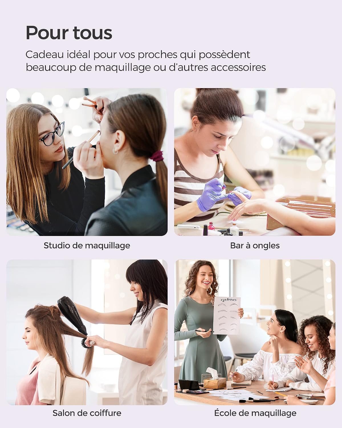 Thumbnail 6 de Mallette de maquillage professionnelle SONGMICS 3-en-1 XXL JHZ014B01 – Verrouillable, roulettes 360°, Noir