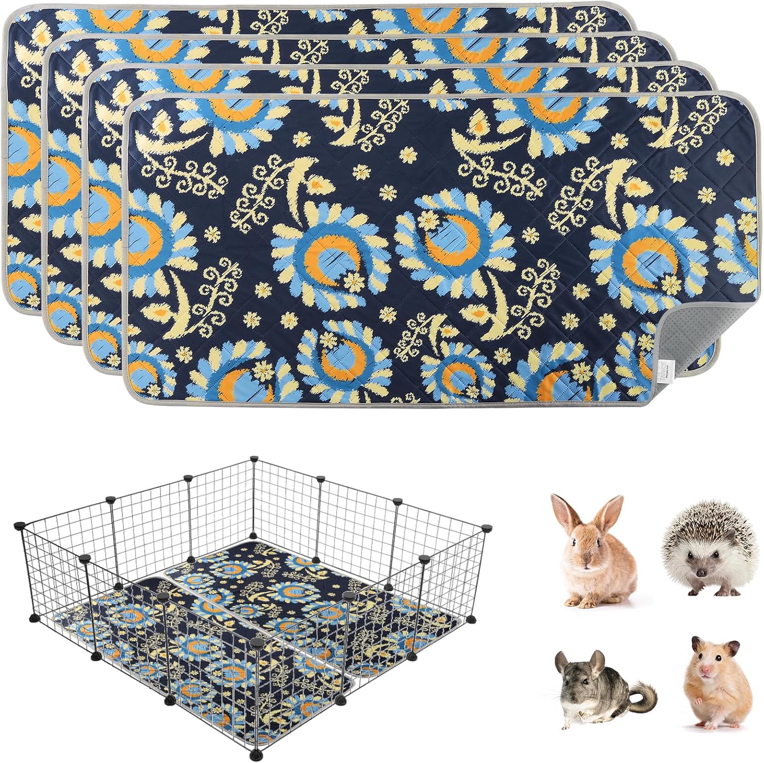 Tanice 2 Pack Guinea Pig Mats: Reusable, Washable Cage Liners (48" x 24")