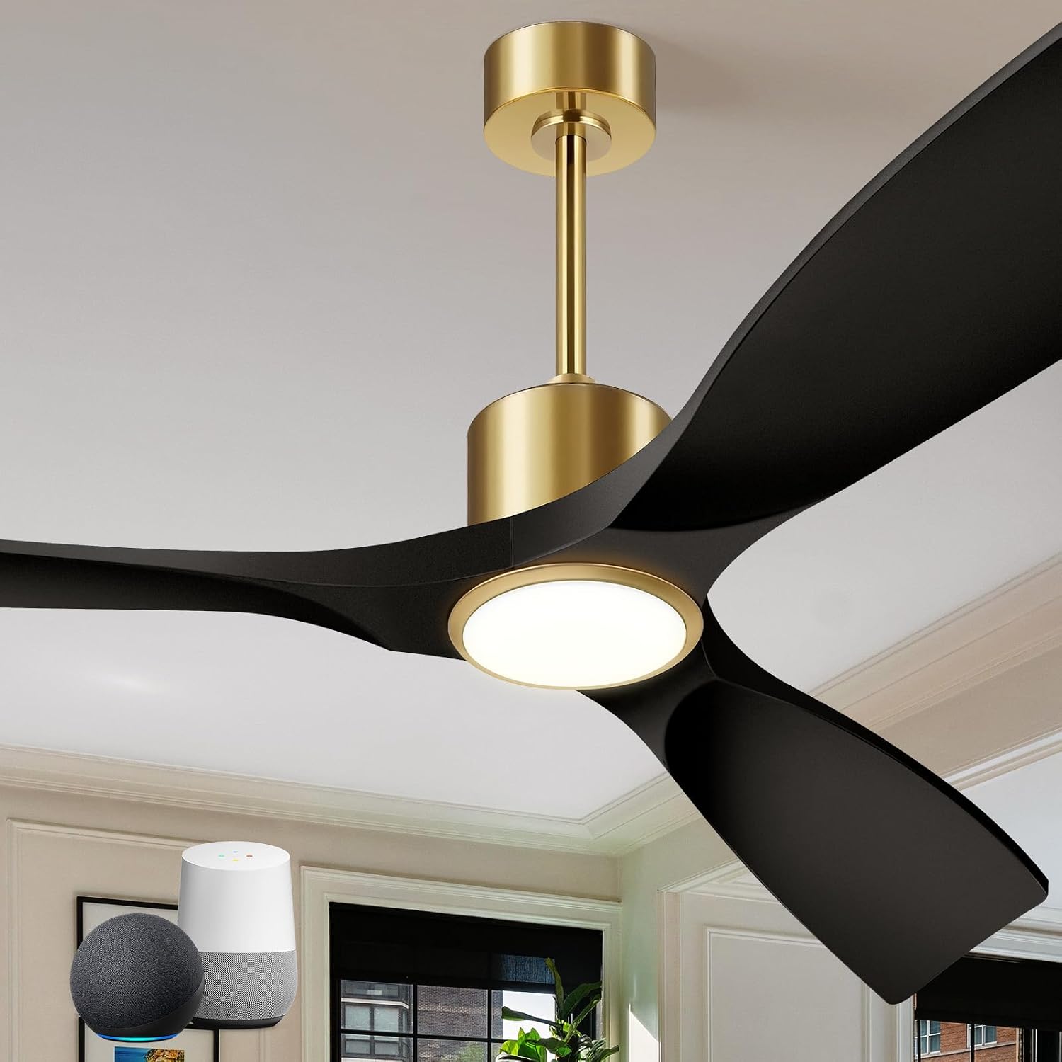 Detalle de BOOSANT 102L-52 52-Inch Ceiling Fan with Dimmable LED Light and Remote