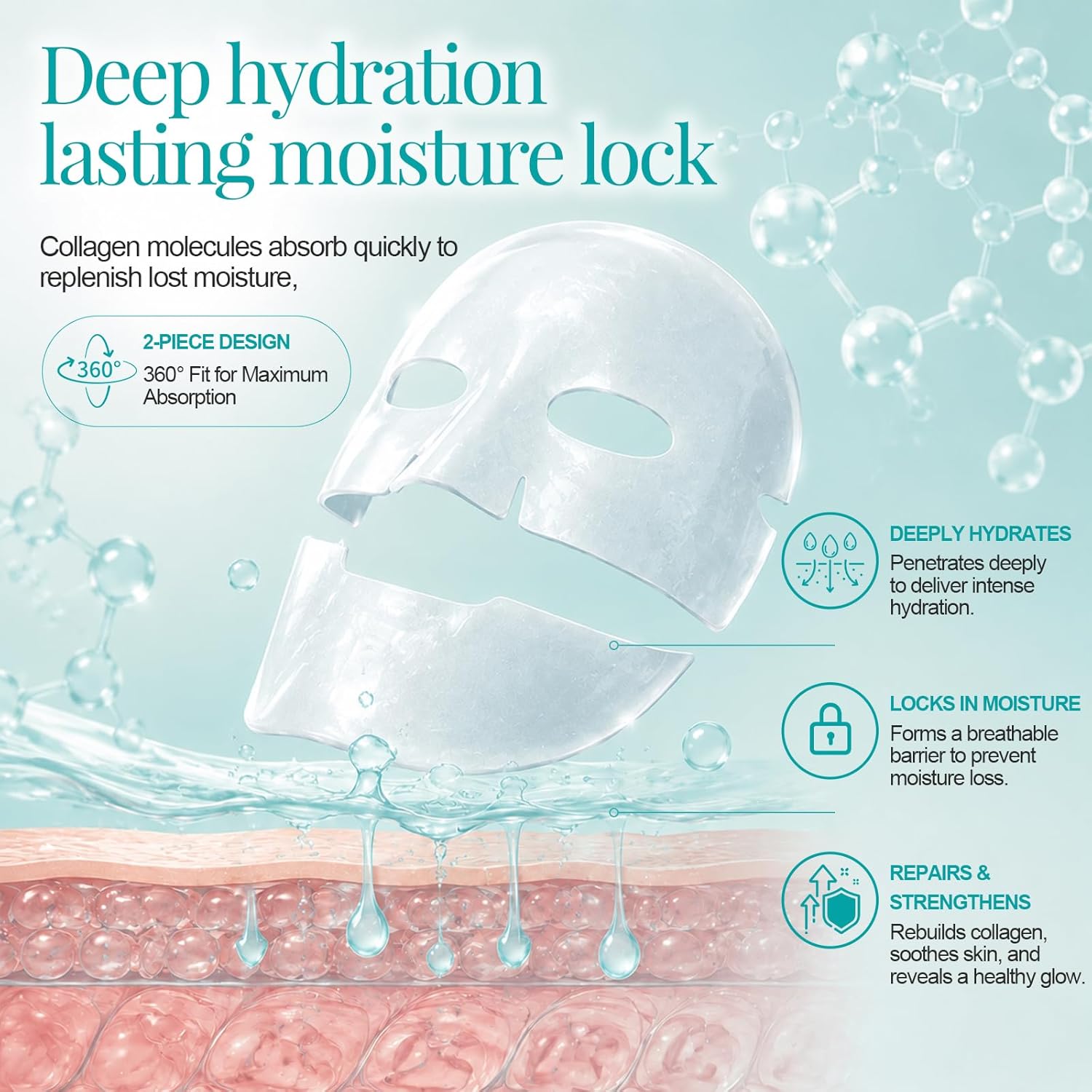 Detalle de VIVIROFEX 5 pezzi maschera viso al collagene in idrogel Bio Collagen Face Mask
