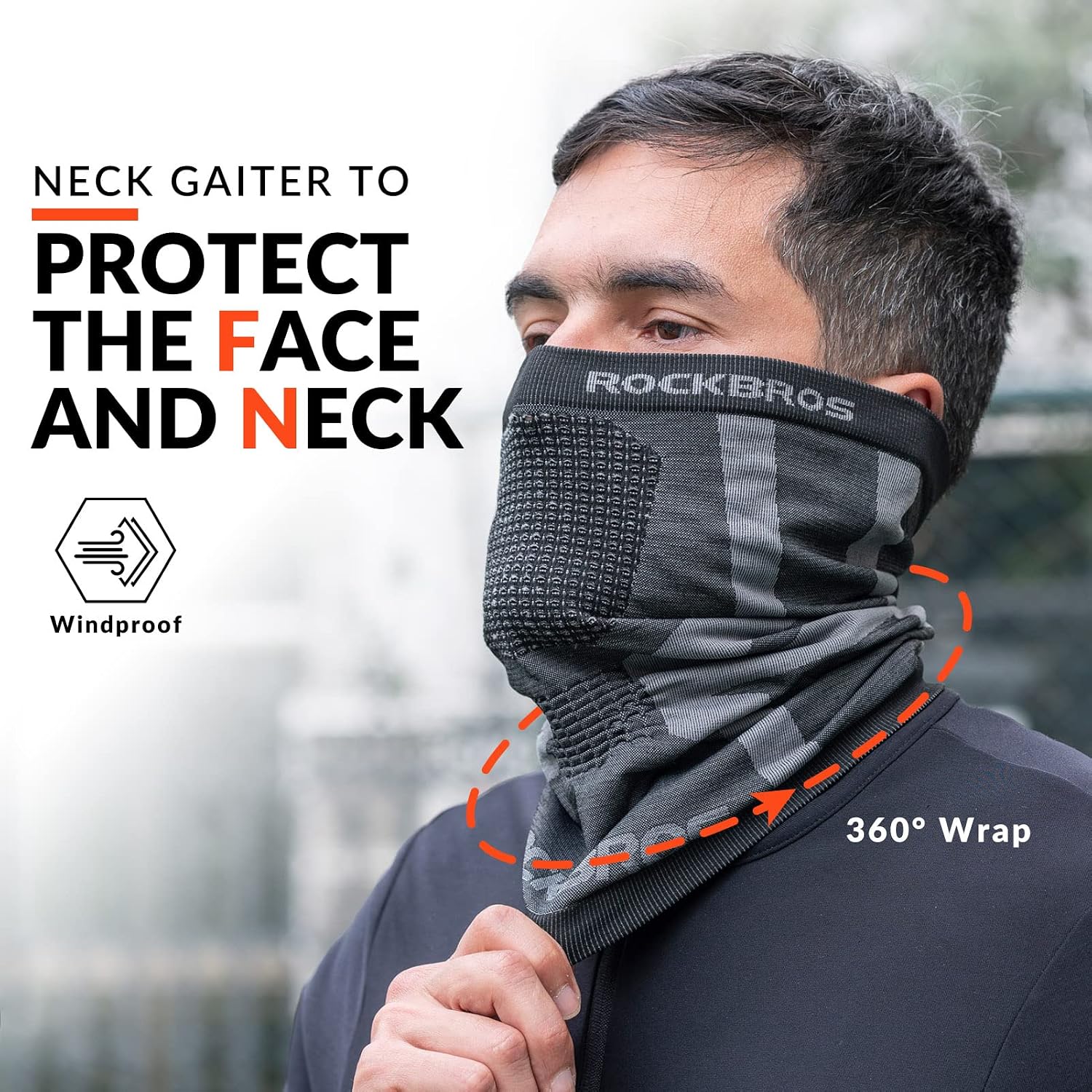 Detalle de ROCKBROS Scaldacollo Maglia Antivento 1 pezzo 🧣