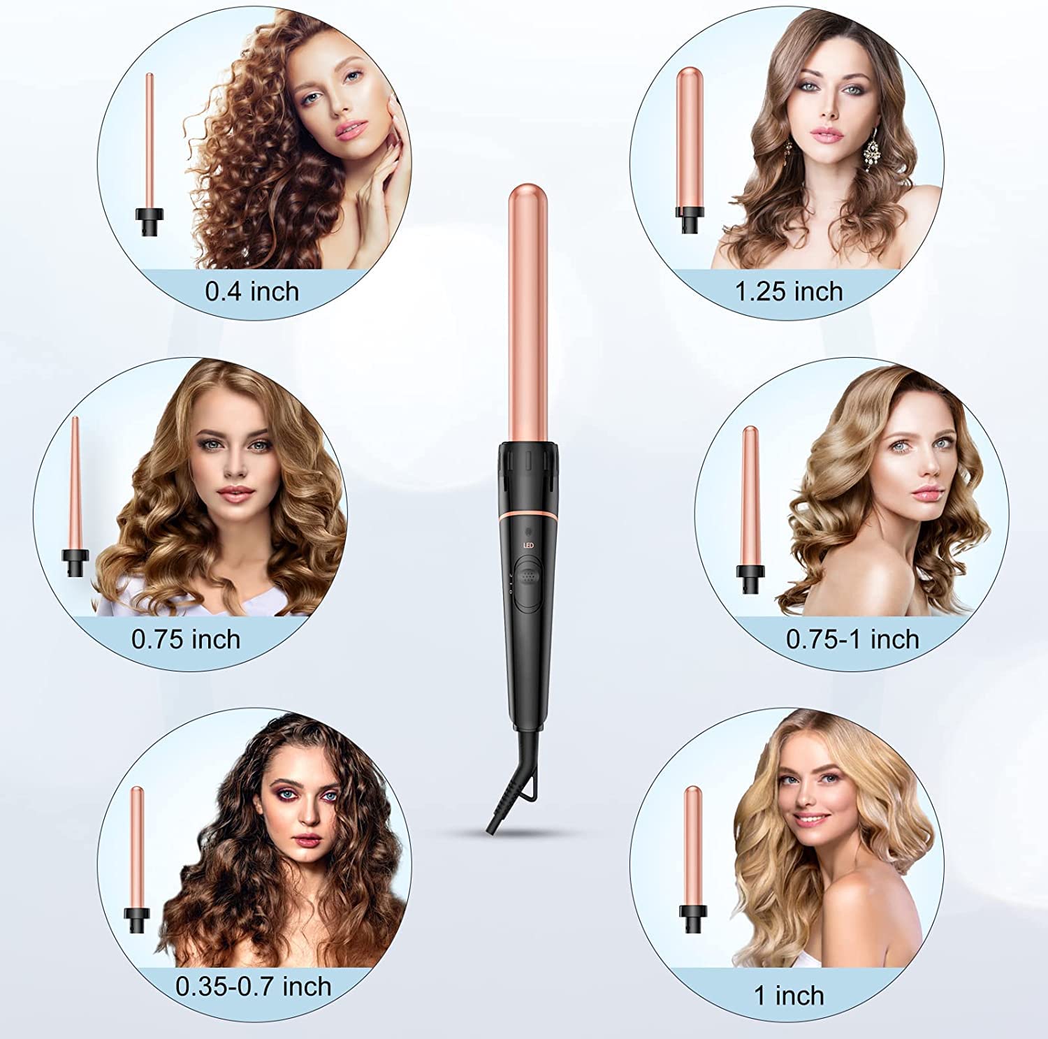 Detalle 2 de BESTOPE PRO Long Barrel 6-in-1 Curling Wand Set with Ceramic Barrel (Dual Voltage)