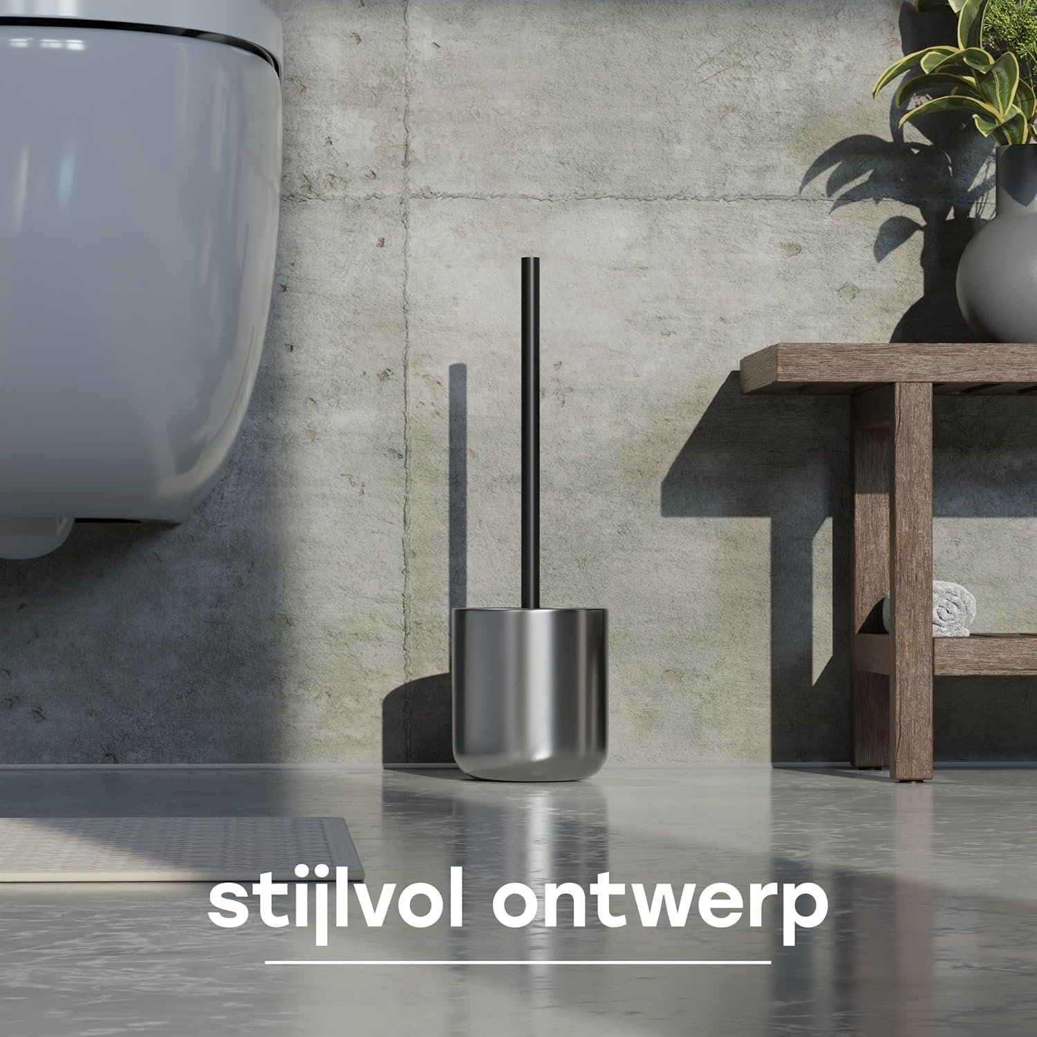 Detalle 2 de SAVEGA SAV16 toiletborstel van roestvrij staal en siliconen, zilver