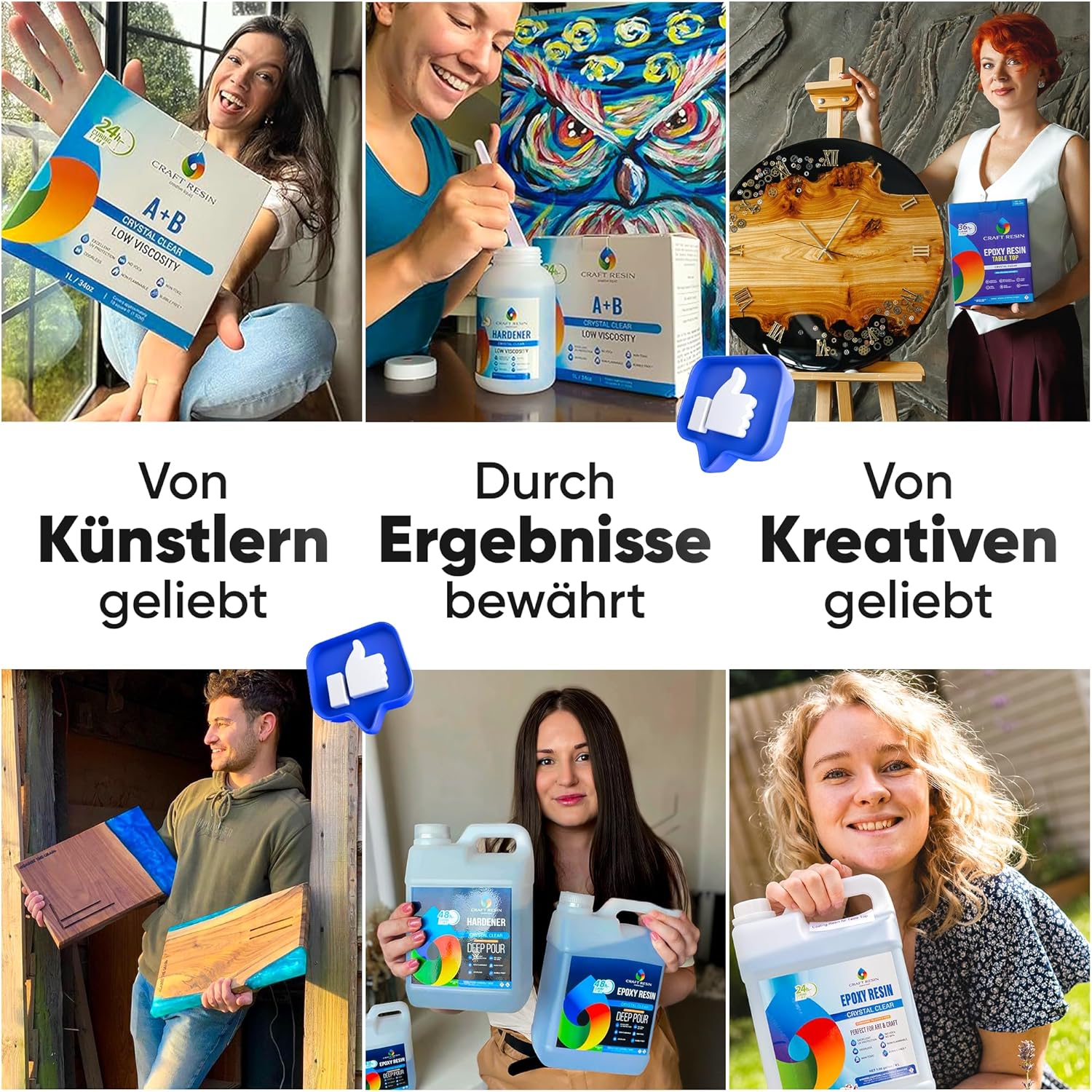 Thumbnail 6 de Craft Resin 8L Epoxidharz-Set (transparent) – Gießharz mit Härter im 1:1-Verhältnis für DIY, Untersetzer & Formen